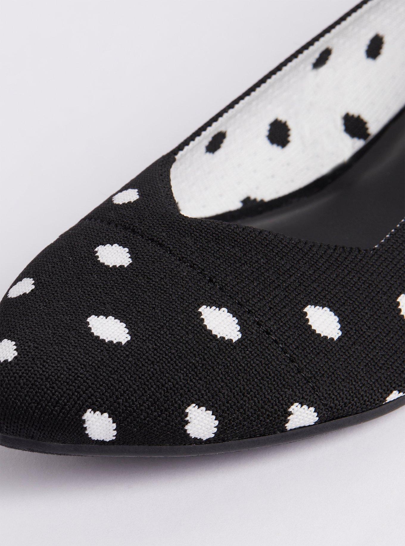 Plus Size Polka Dot Flats - Knit Black, POLKA DOT, alternate