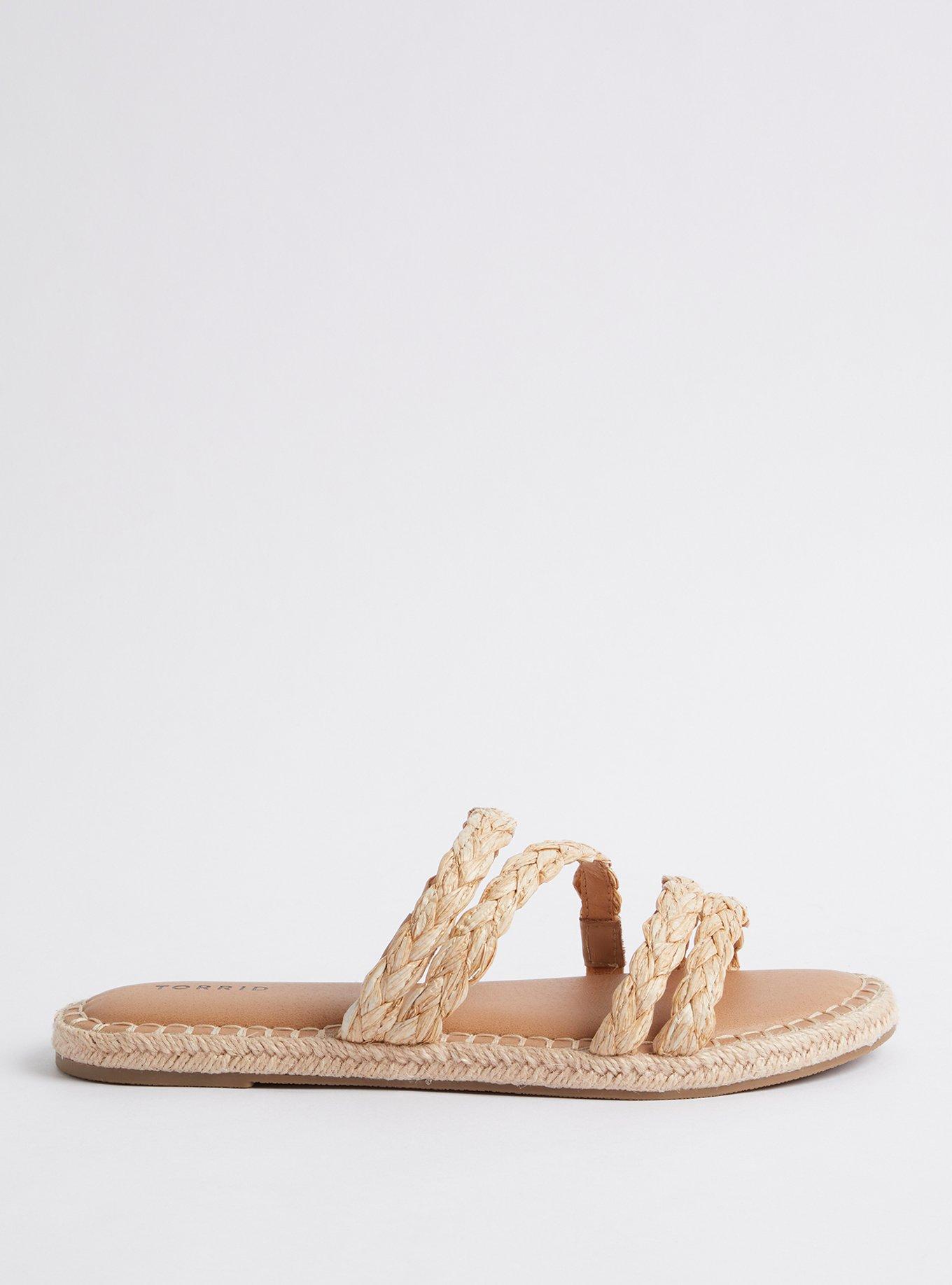 Plus Size Strappy Braided Espadrille Slide - Beige (WW), IVORY, alternate