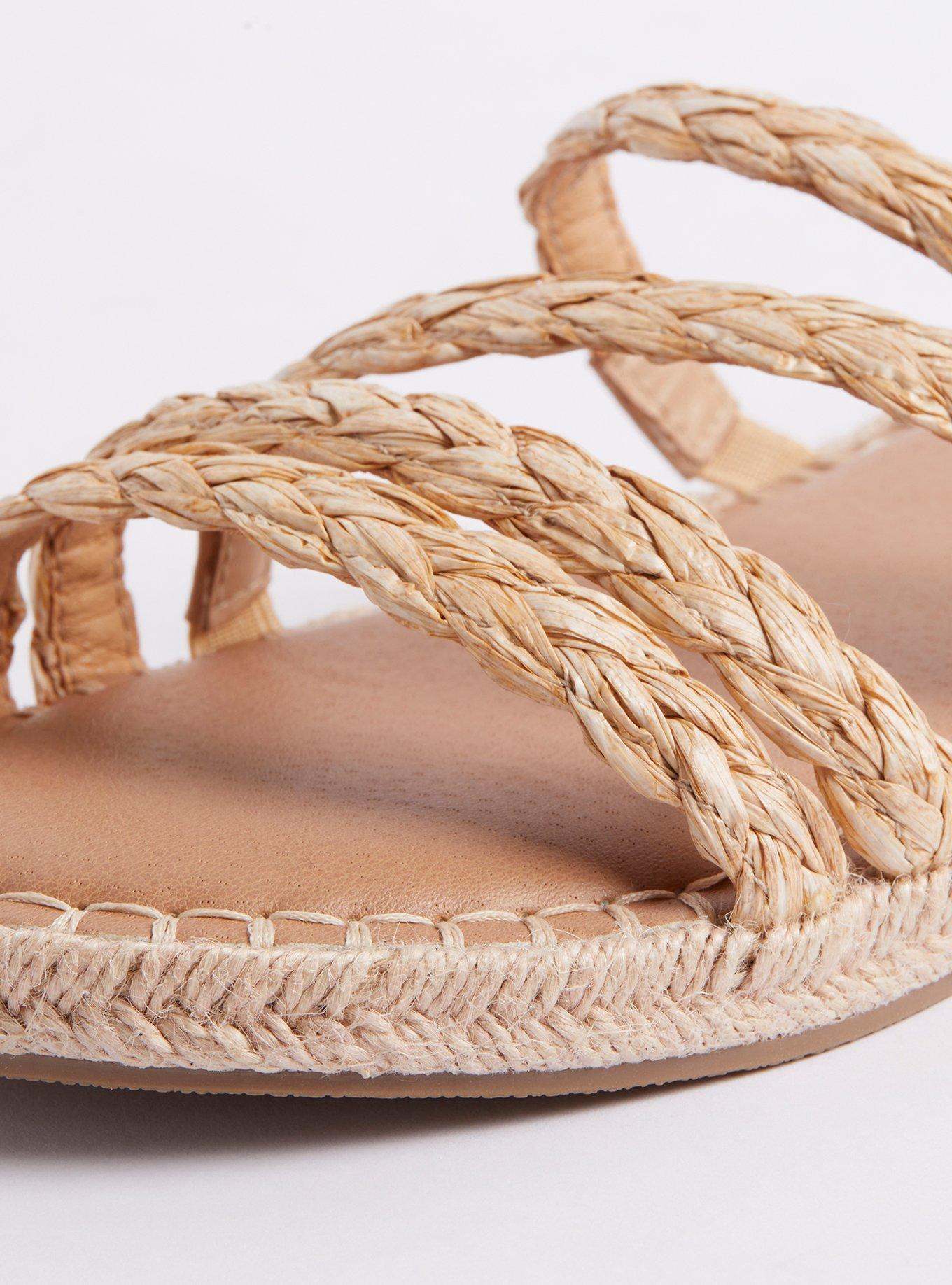 Plus Size Strappy Braided Espadrille Slide - Beige (WW), IVORY, alternate