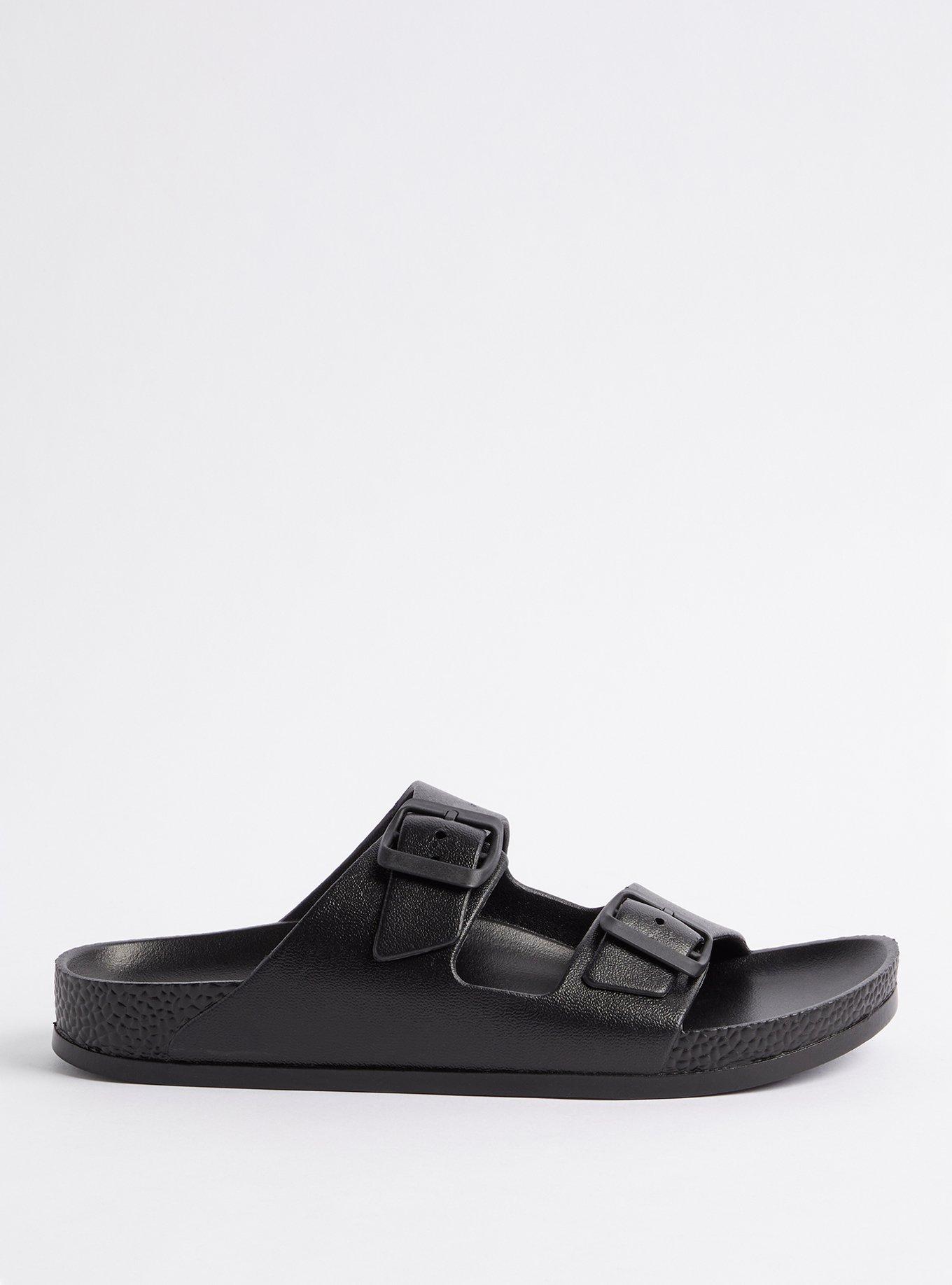 Plus Size Double Band Slide - Black (WW), BLACK, alternate