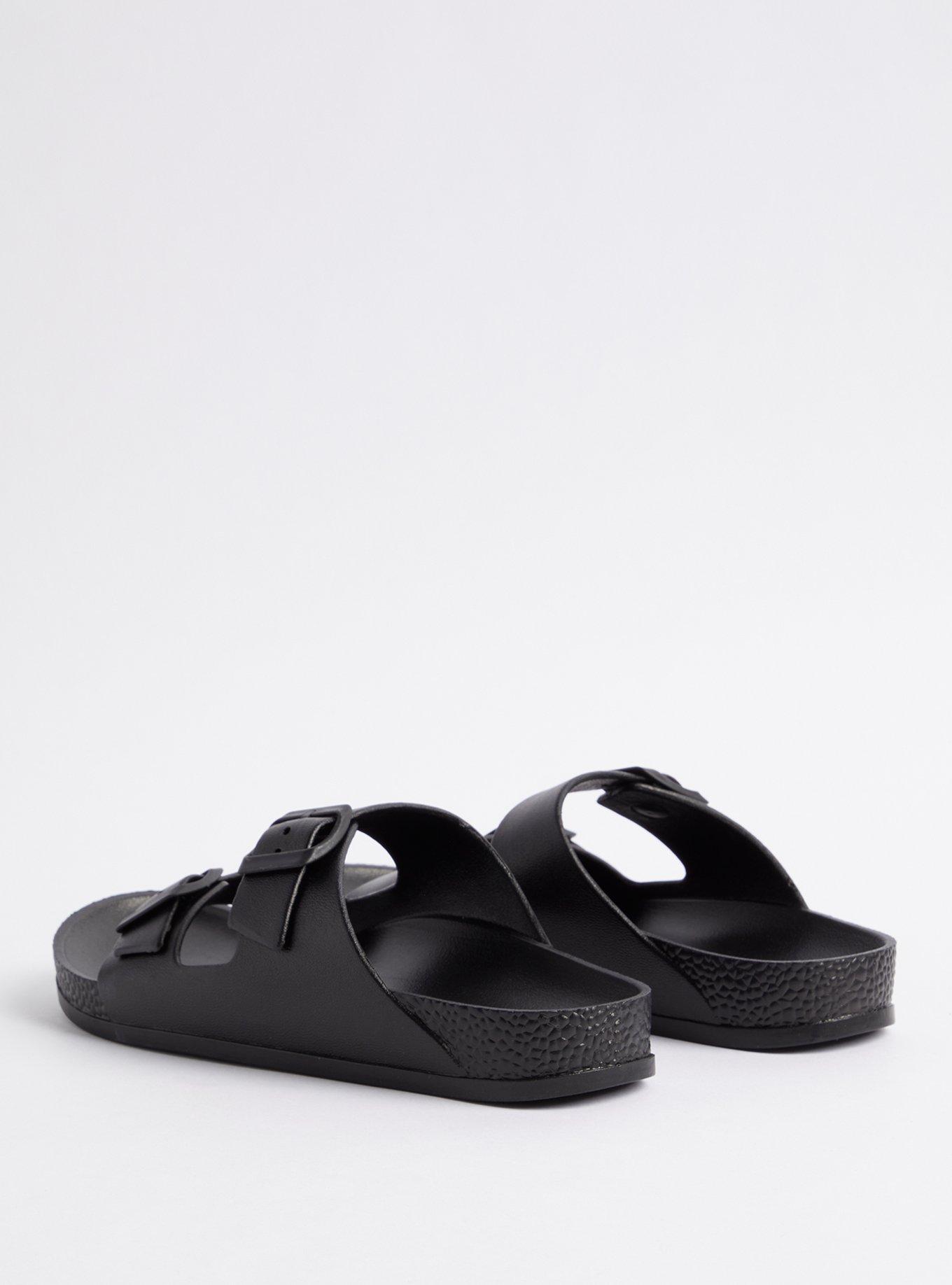 Plus Size Double Band Slide - Black (WW), BLACK, alternate