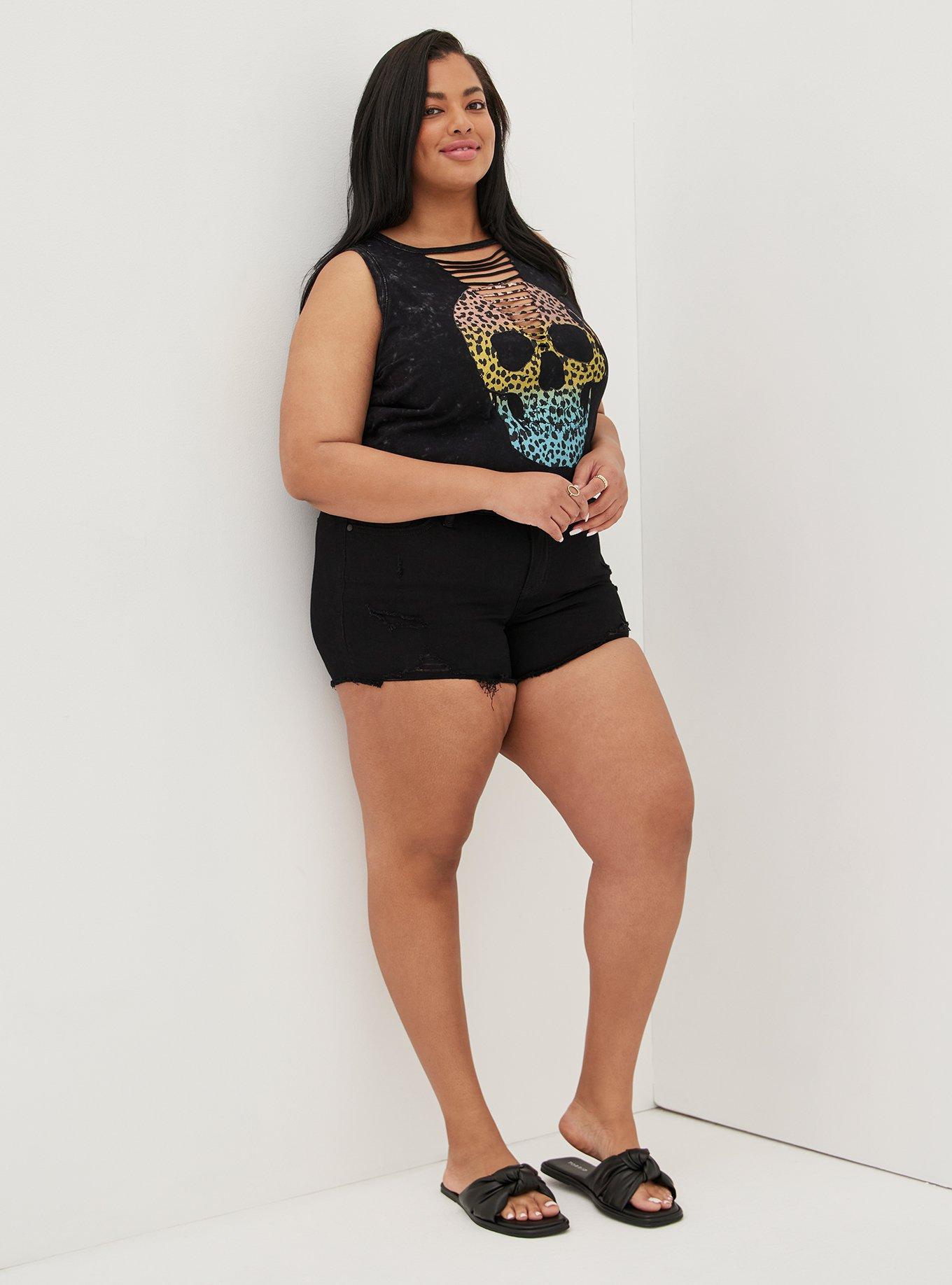 Plus Size Slasher Tank - Cotton Mineral Wash Skull Black, MINERAL BLACK, alternate