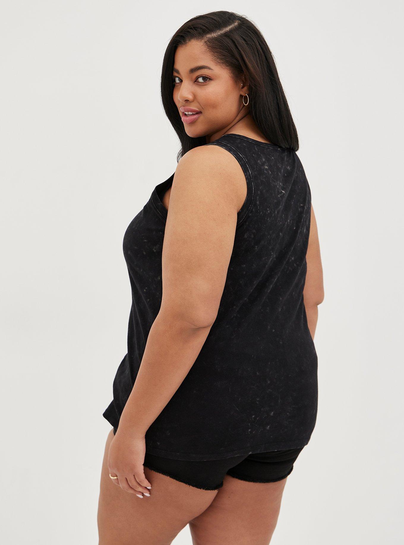 Plus Size Slasher Tank - Cotton Mineral Wash Skull Black, MINERAL BLACK, alternate