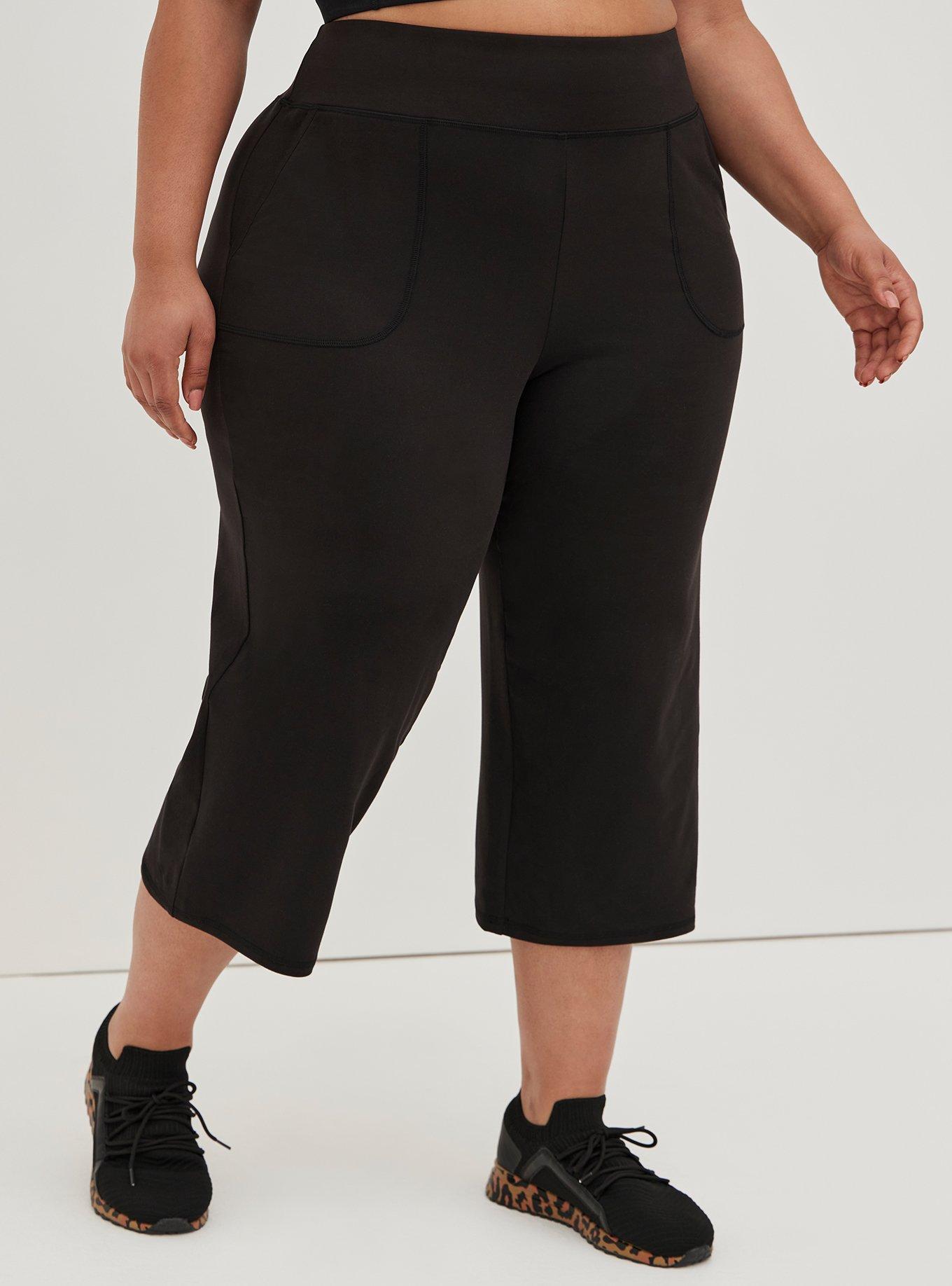 Plus Size Super Soft Performance Jersey Crop Active Pant, DEEP BLACK, alternate