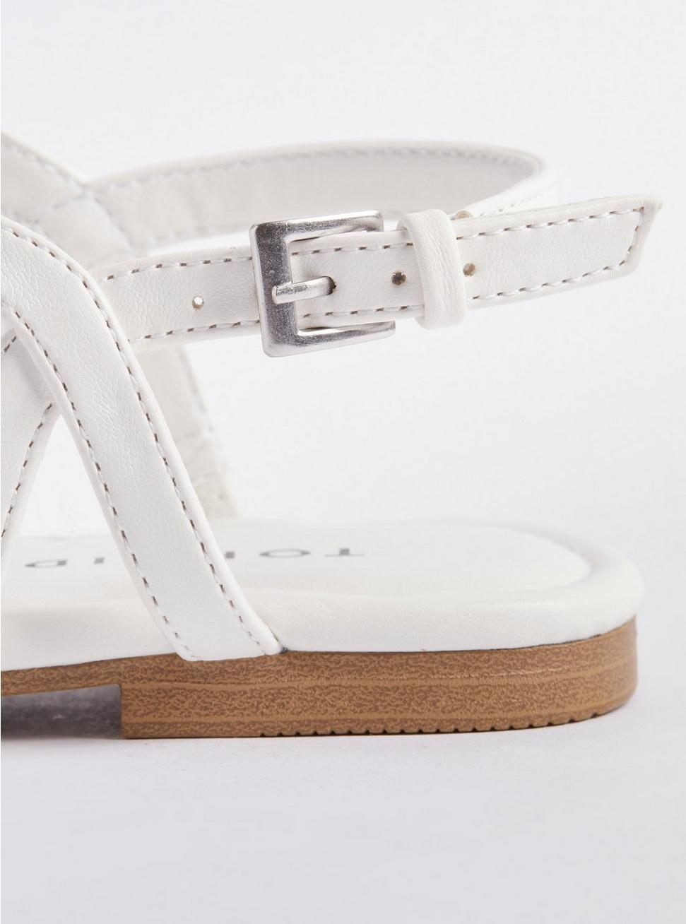 Faux Leather T-Strap Sandal (WW), WHITE, alternate
