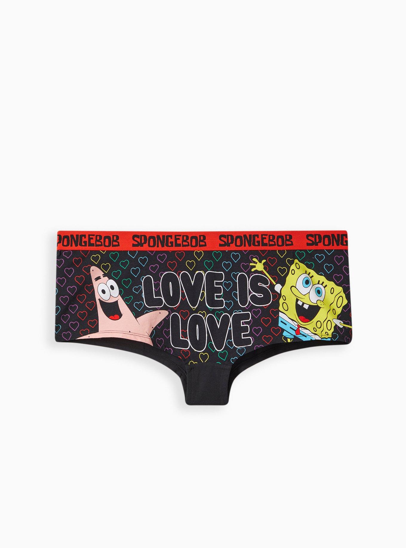 Plus Size - SpongeBob Boyshort Panty - Cotton Love Rainbow Black - Torrid