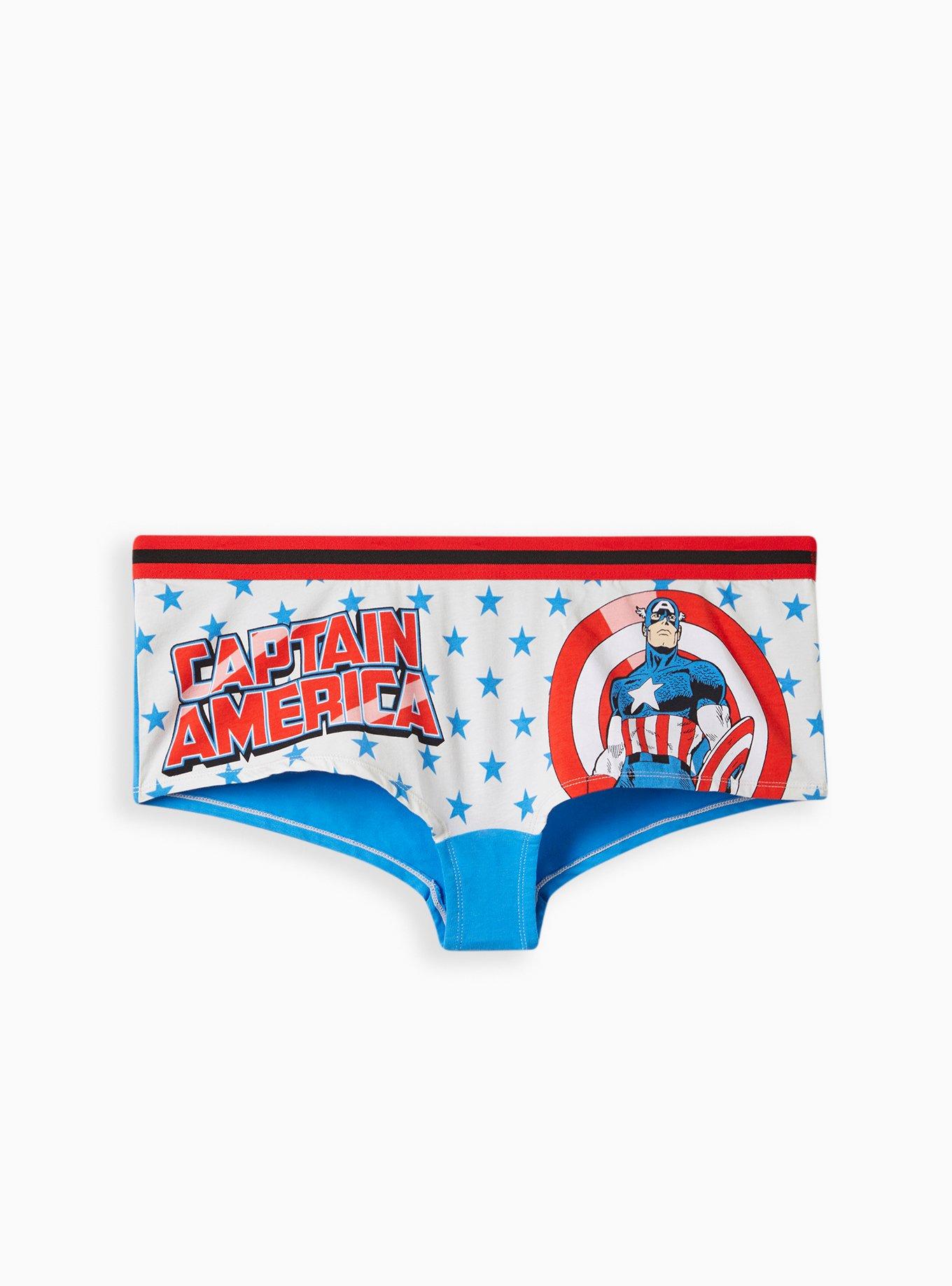 Captain America Boyshort Panty - Cotton Blue & White, MULTI, hi-res