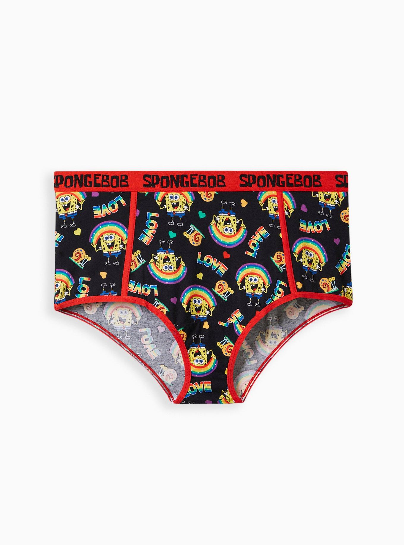 Always Proud SpongeBob Brief Panty - Cotton Love Rainbow Black & Red, , hi-res
