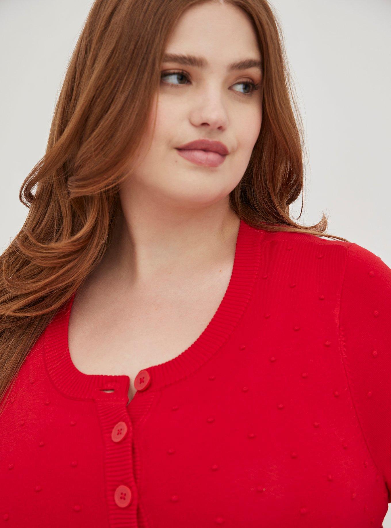 Retro Chic Cardigan - Red, RED, alternate