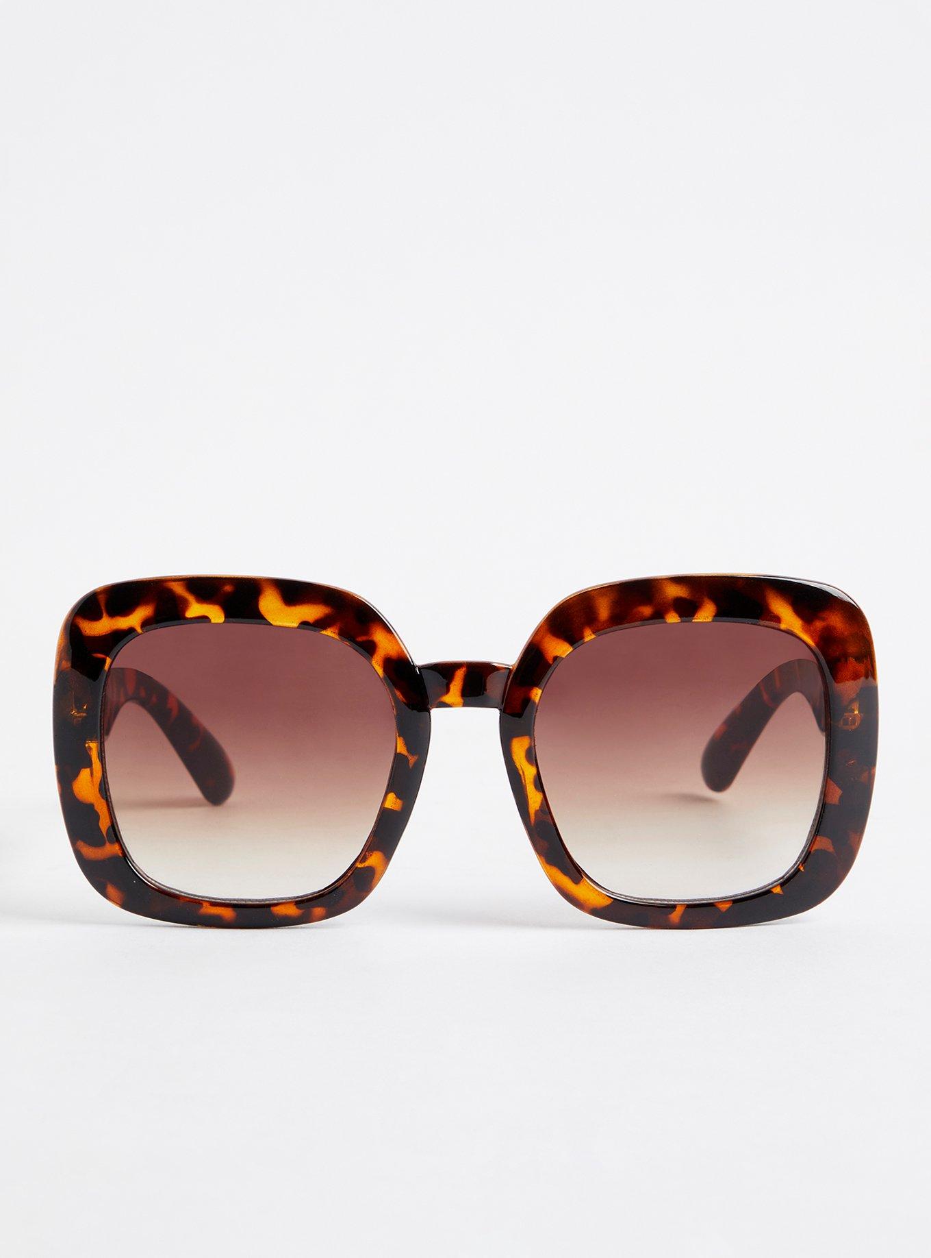 Plus Size - Tortoise Shell Square Oversized Sunglasses - Brown - Torrid