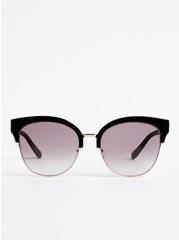 Retro Cat Eye Sunglasses - Black & Gold Tone, , hi-res