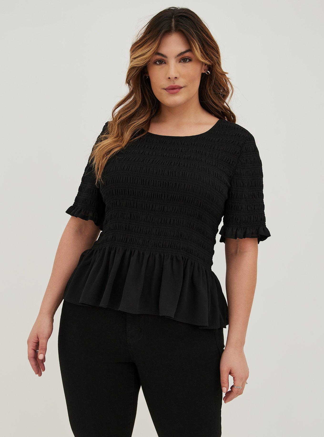 Peplum Chiffon Smocked Top