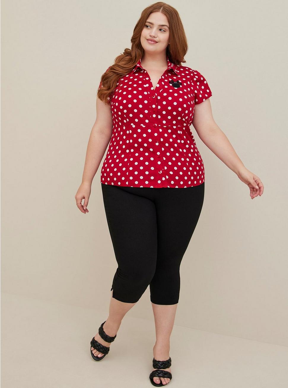 Plus Size - Disney Minnie Mouse Retro Button Down Top Plus Size - Disney Minnie Mouse Retro Button Down Top