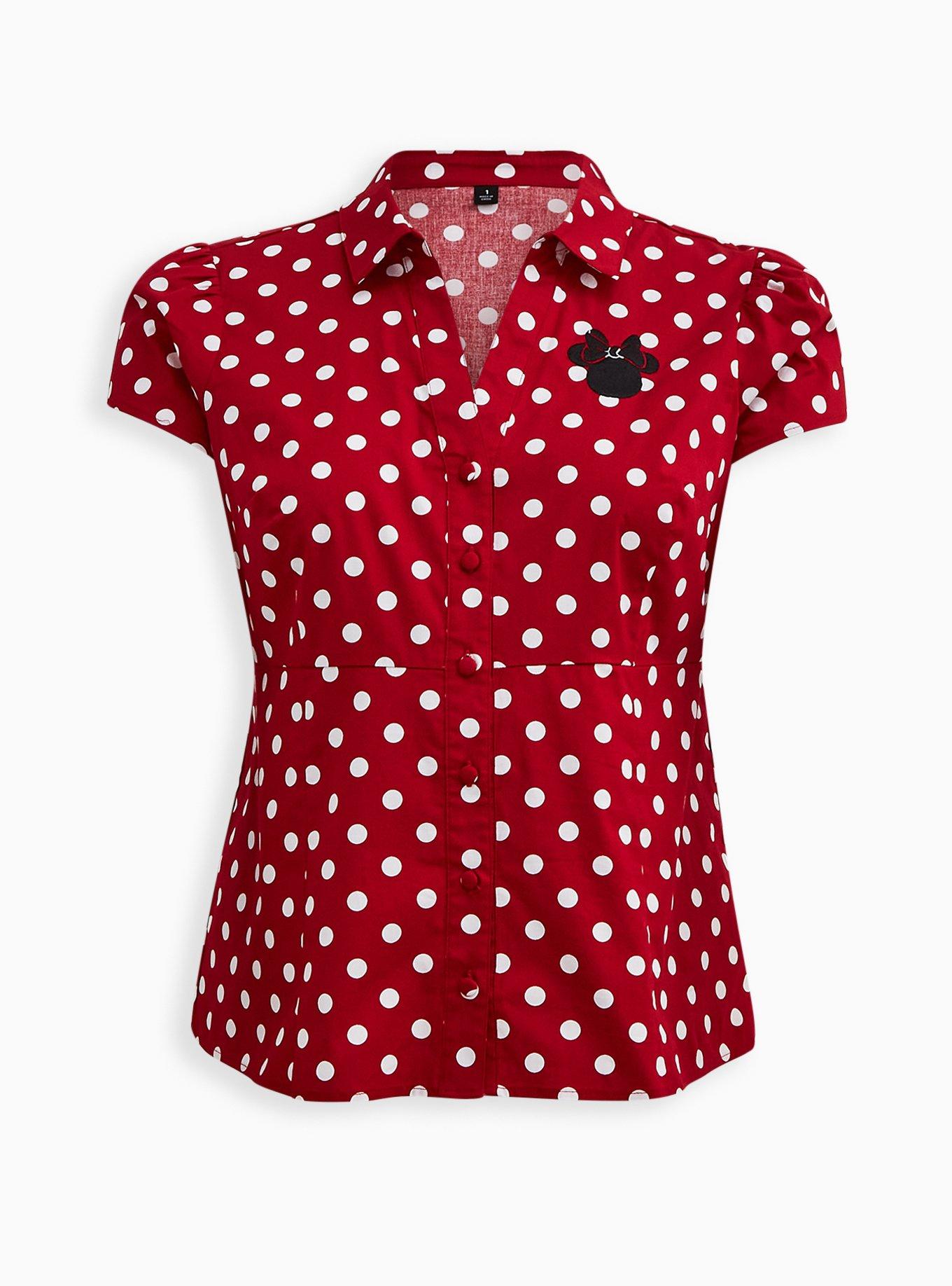 Plus Size - Disney Minnie Mouse Retro Button Down Top Plus Size - Disney Minnie Mouse Retro Button Down Top