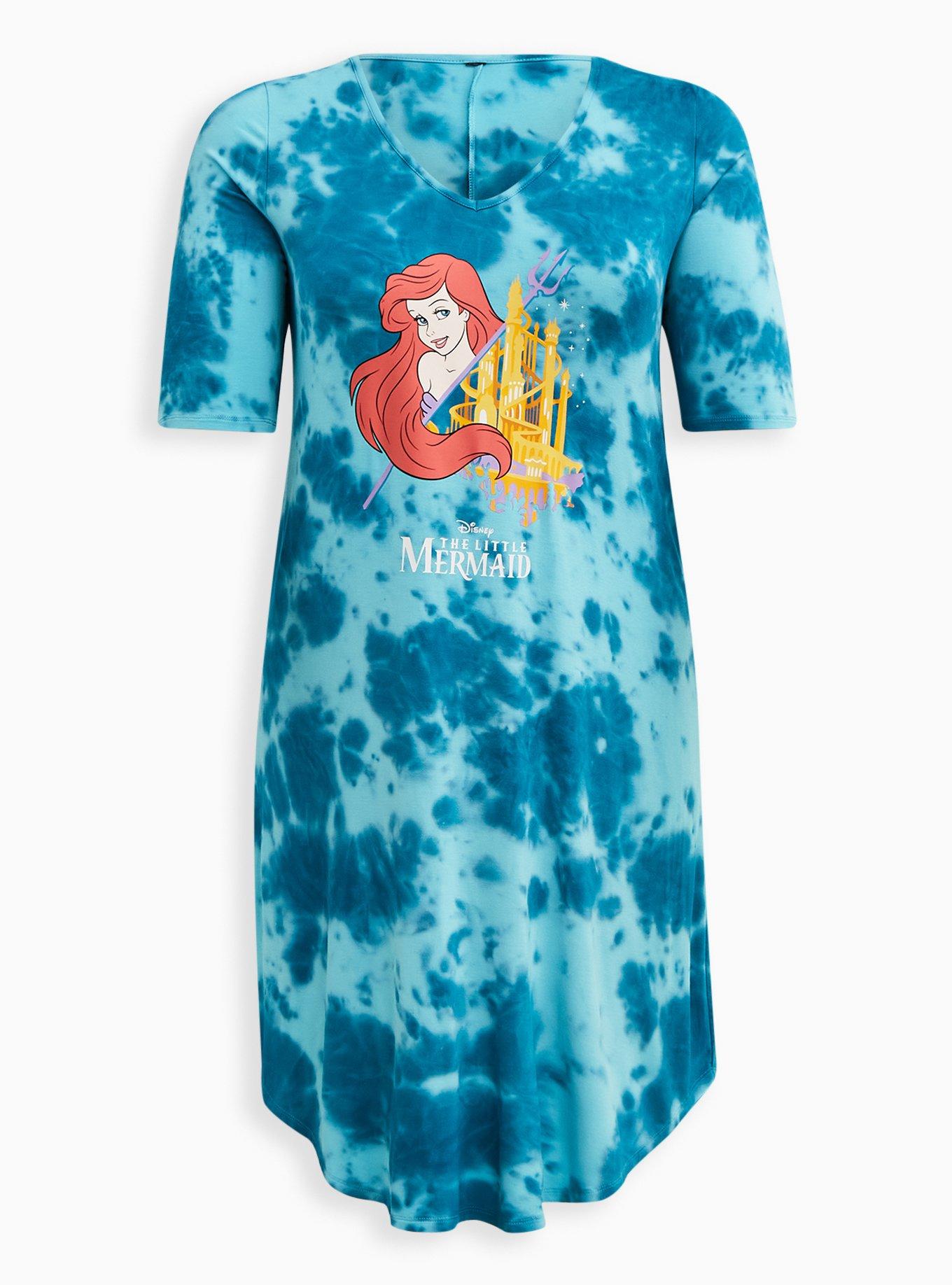 Plus Size - Disney The Little Mermaid Dress - Super Soft Ariel Tie-Dye Blue  - Torrid