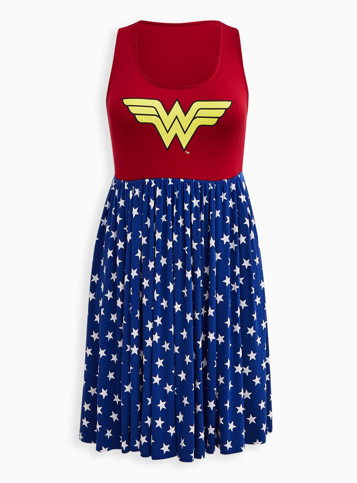 Plus Size - DC Wonder Woman Skater Dress - Super Soft Stars