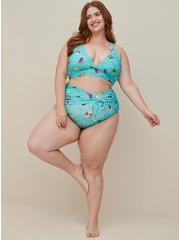 Plus Size Disney The Nightmare Before Christmas High Waisted Tie Front Swim Bottoms - Aqua Blue, MULTI COLOR, alternate