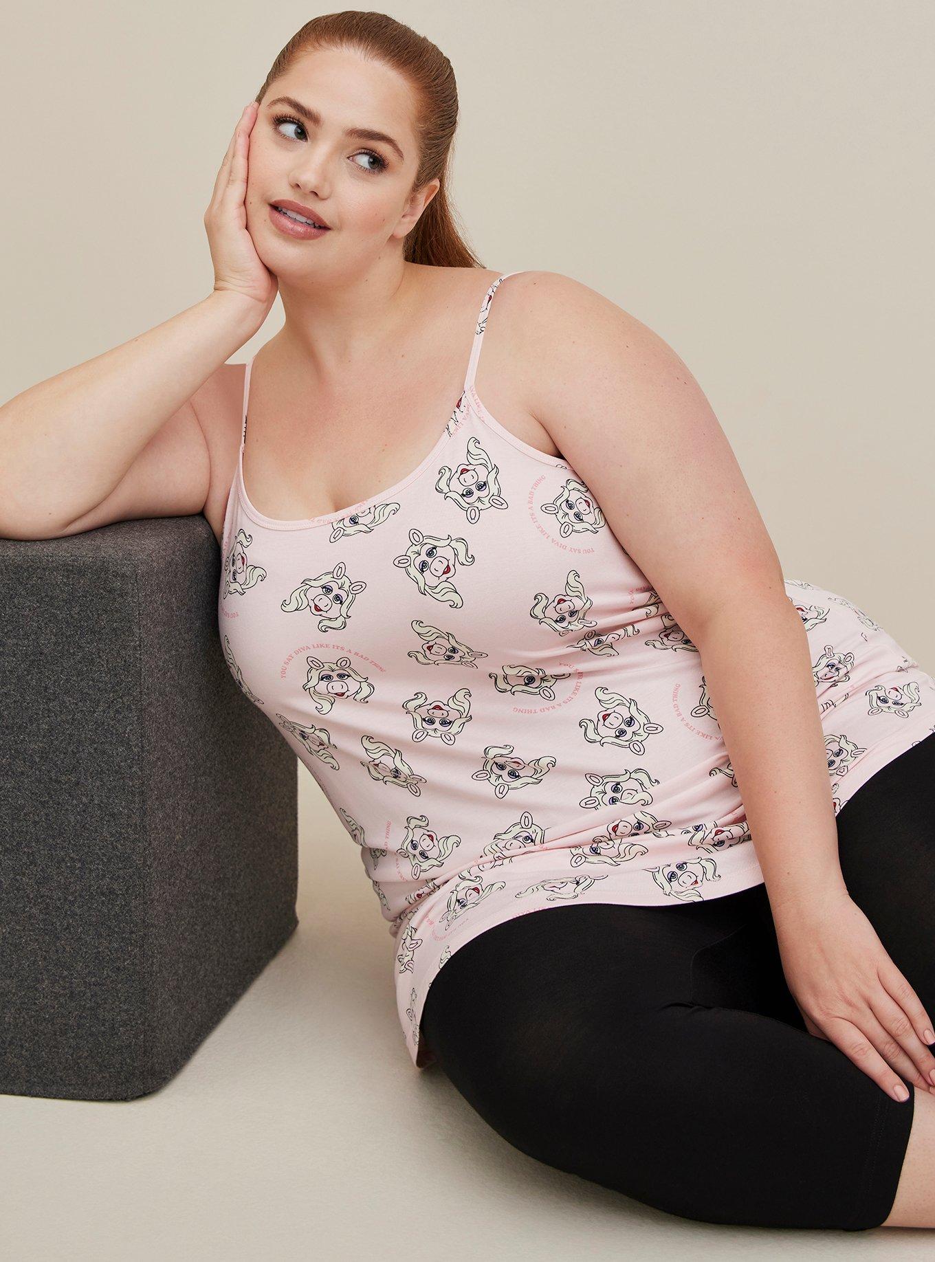 Plus Size Muppets Sleep Tunic - Super Soft Miss Piggy Pink, MULTI, alternate