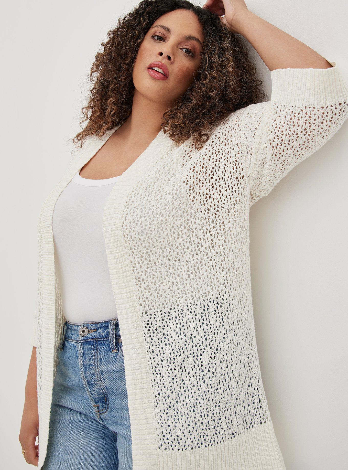Plus Size - Open Stitch Cardigan Open Front Sweater - Torrid