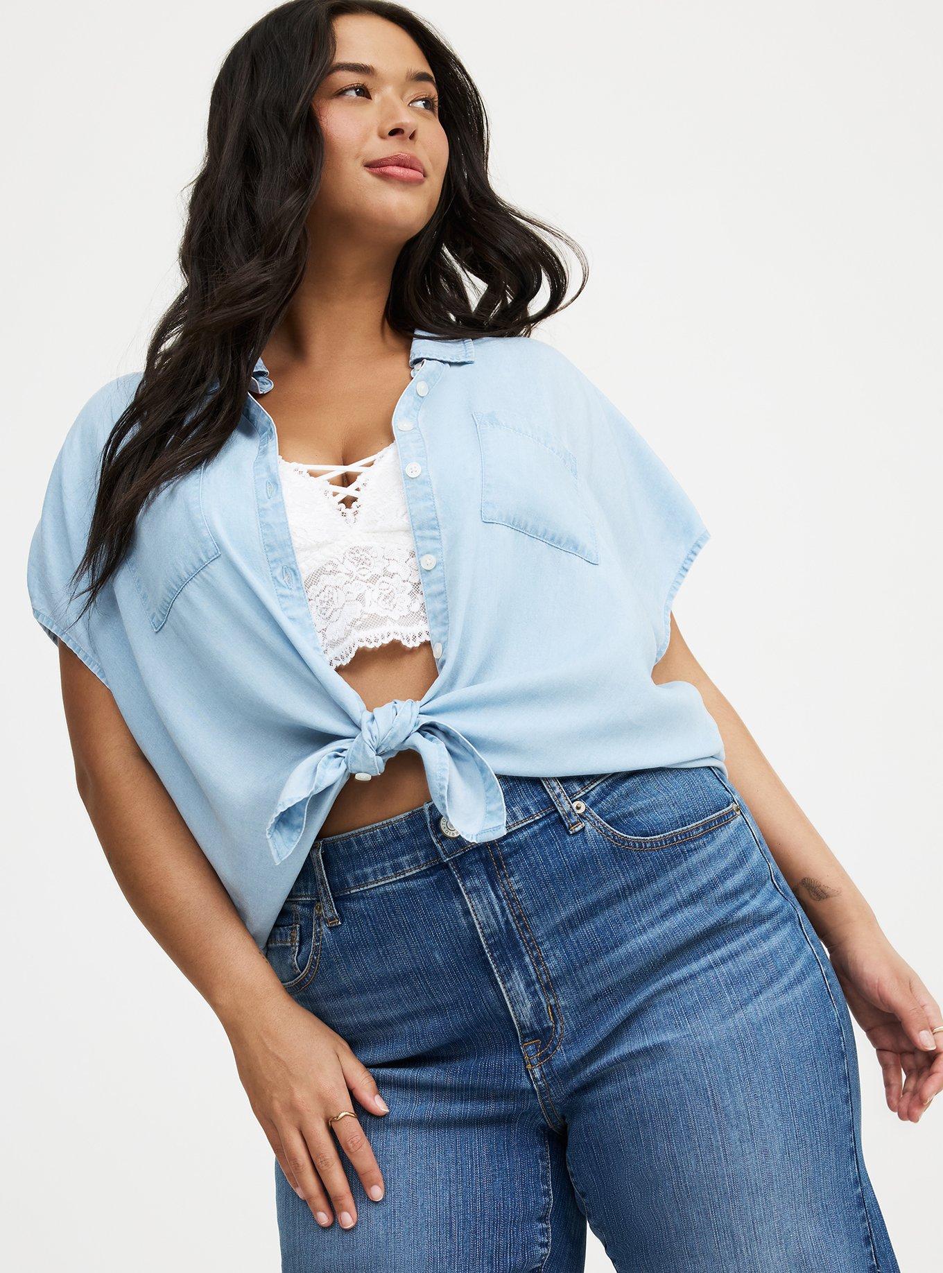 Button Up Dolman Chambray Shirt