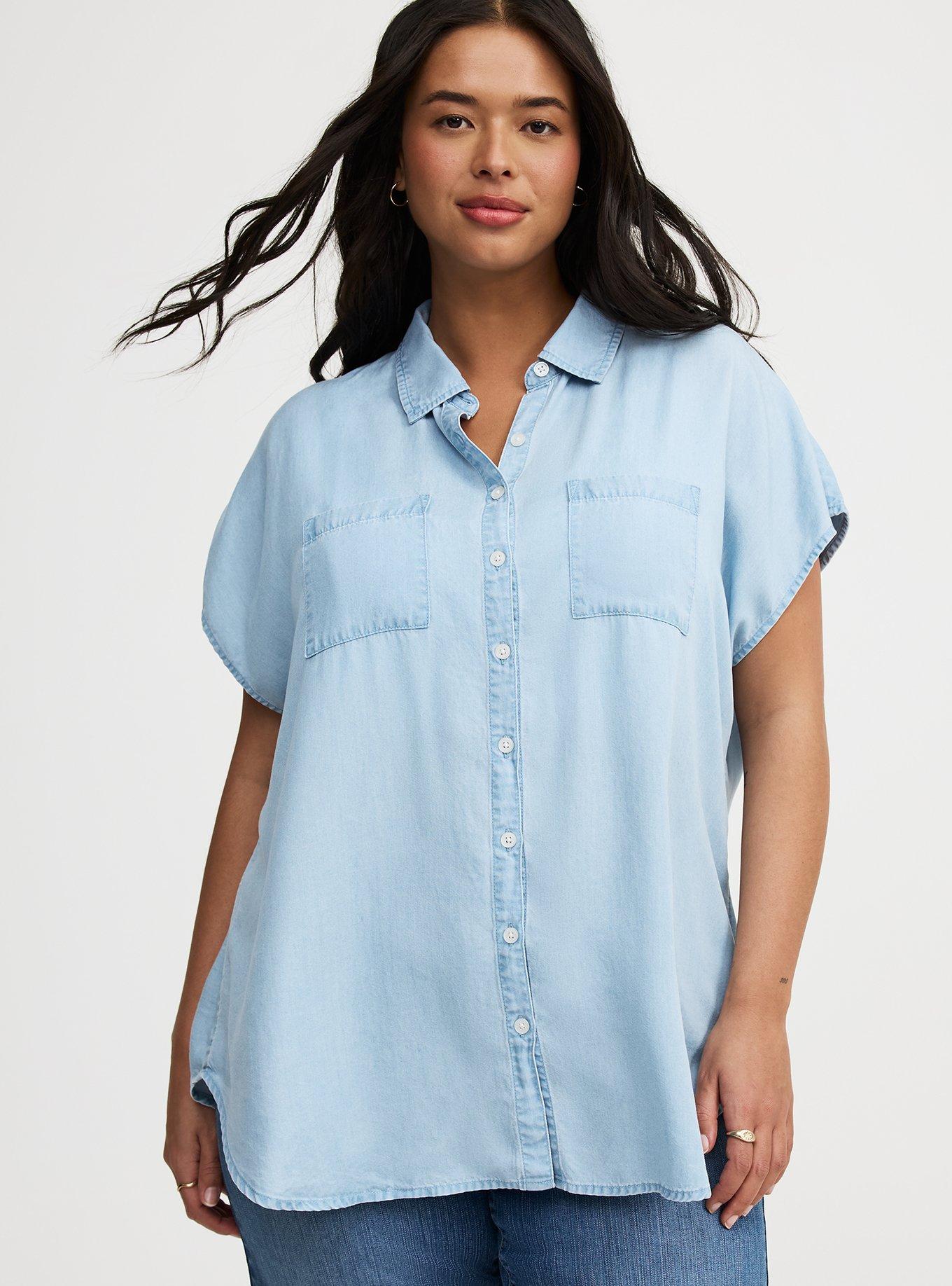 Button Up Dolman Chambray Shirt