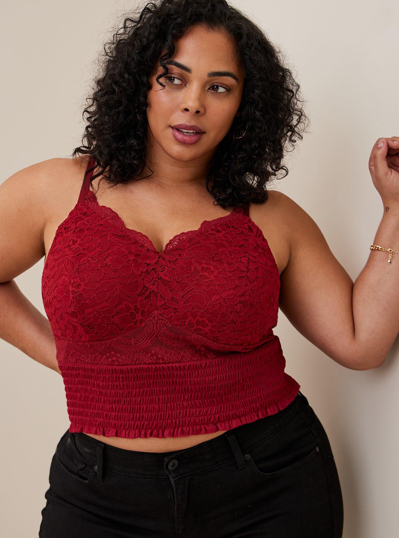 TORRID Lace Smocked Crop Top