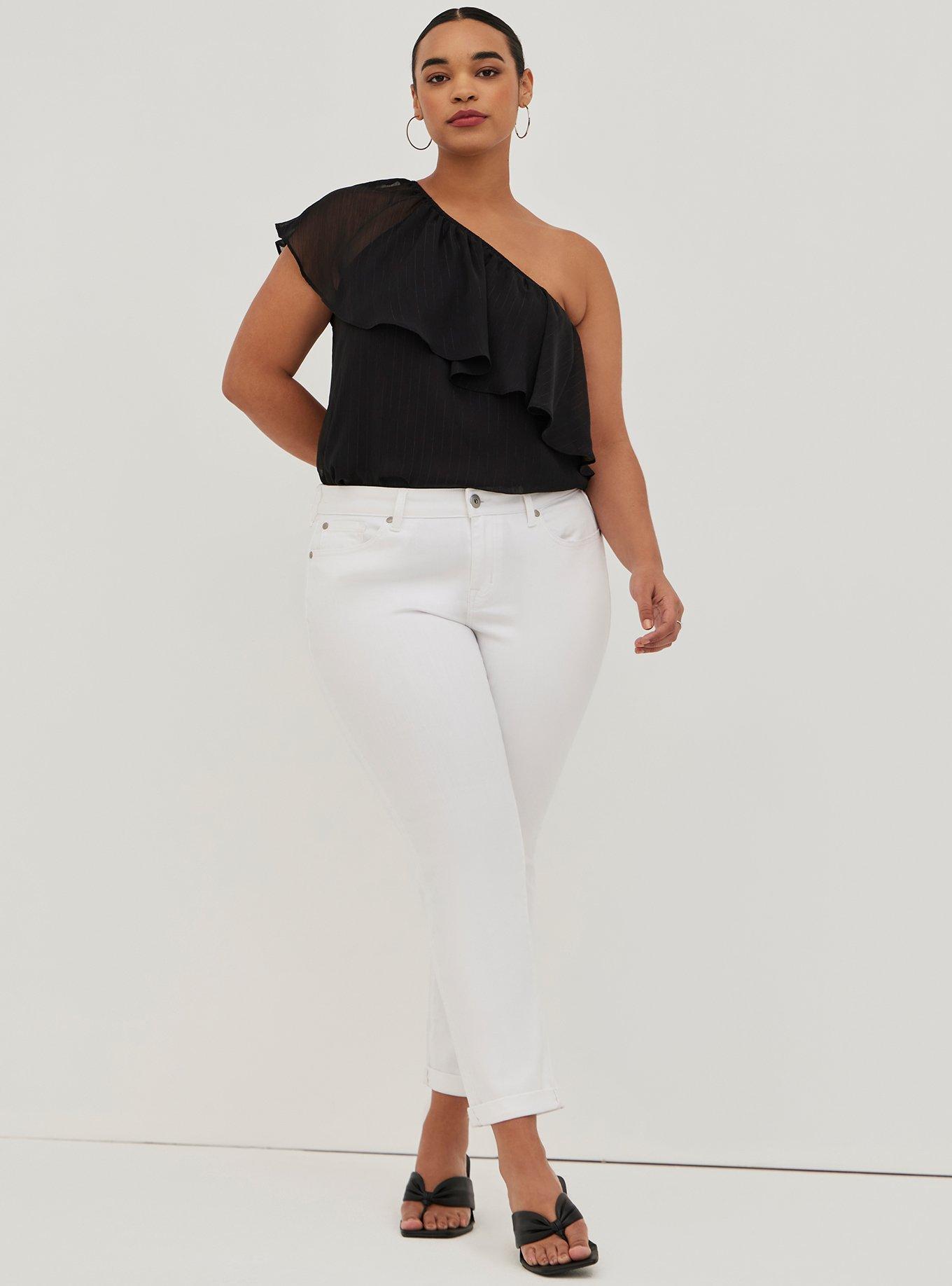 One-Shoulder Ruffle Blouse - Crinkle Chiffon & Lurex Black, DEEP BLACK, alternate