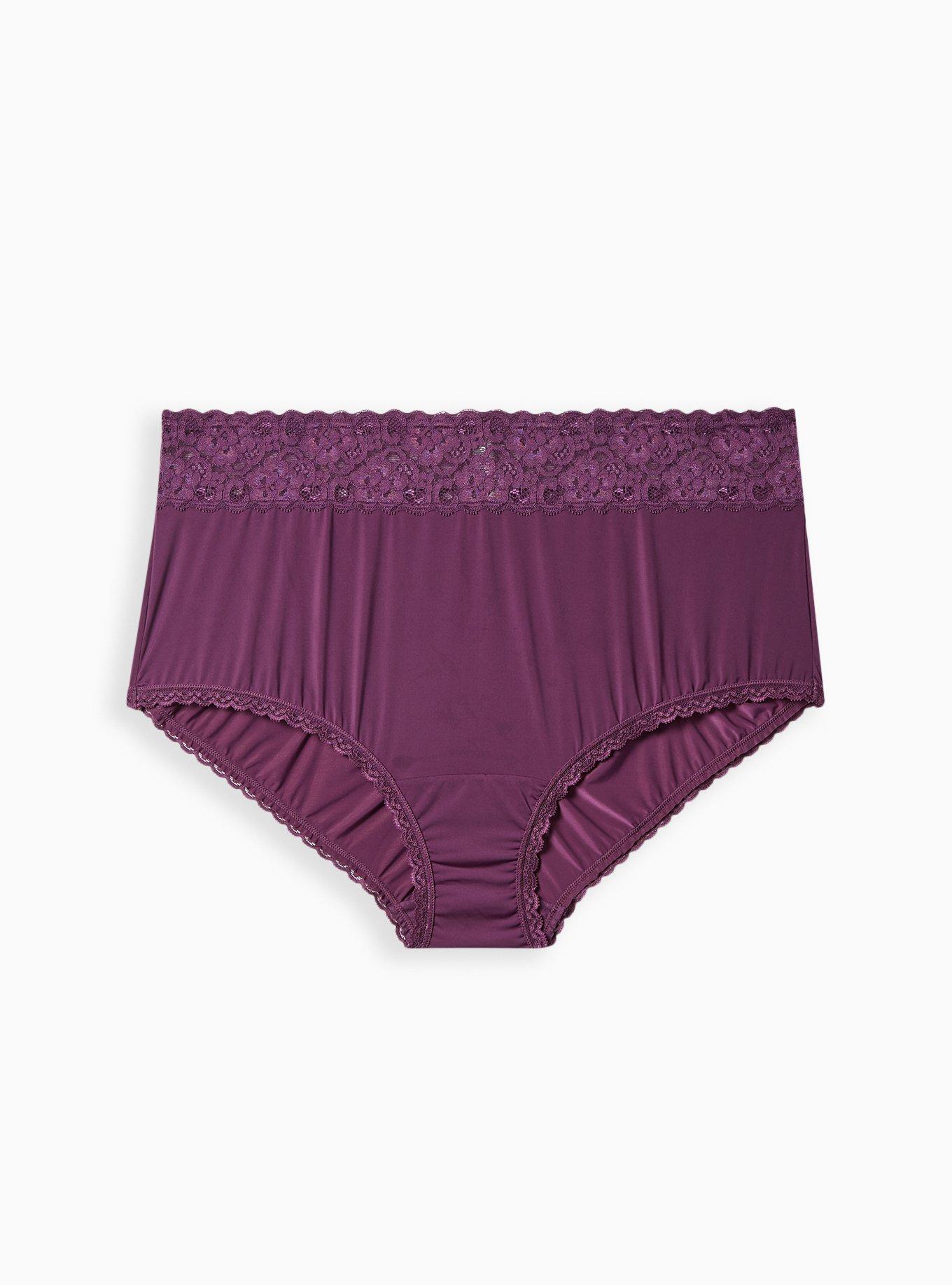 Plus Size - Wide Lace Trim Cheeky Panty - Second Skin Purple - Torrid