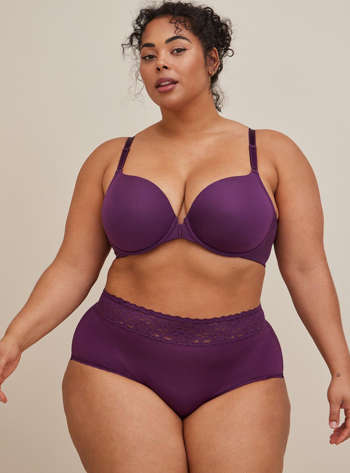 Plus Size - Wide Lace Trim Cheeky Panty - Second Skin Purple - Torrid