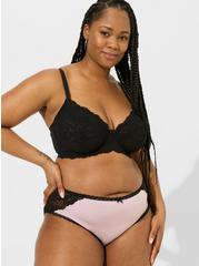 Plus Size Full-Coverage Unlined Lace Straight Back Bra, RICH BLACK, alternate