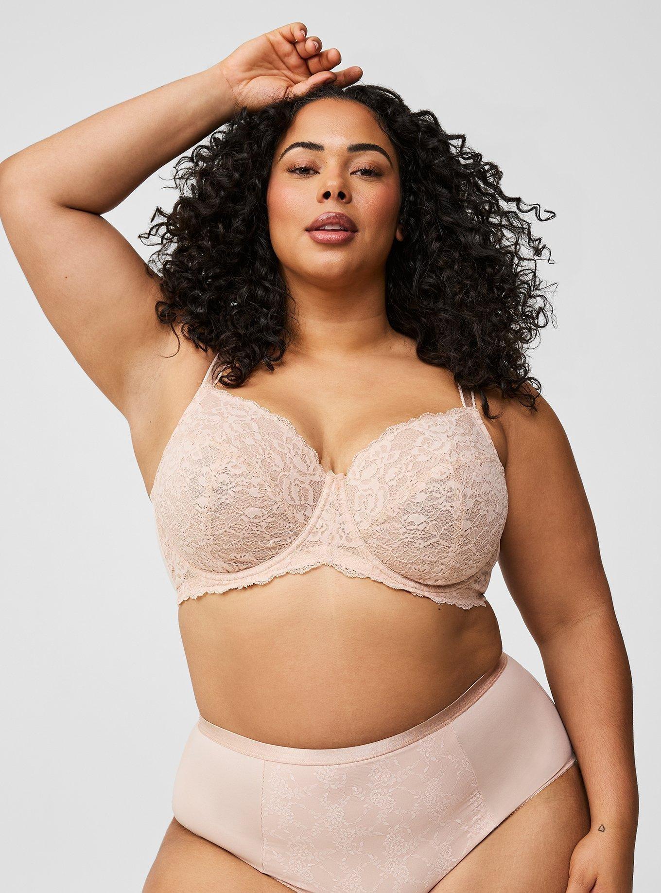 Full-Coverage Unlined Lace Straight Back Bra