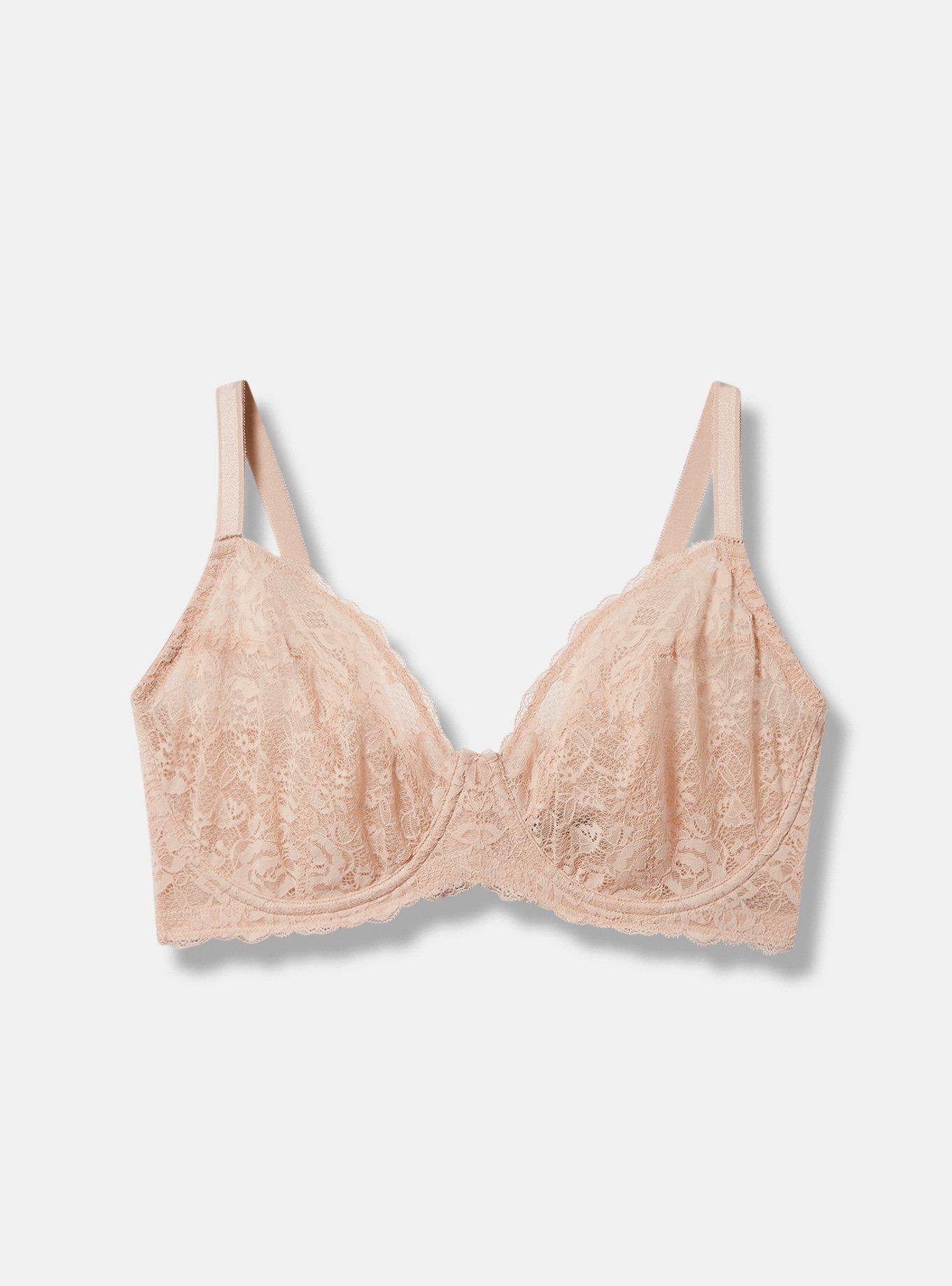 Full-Coverage Unlined Lace Straight Back Bra