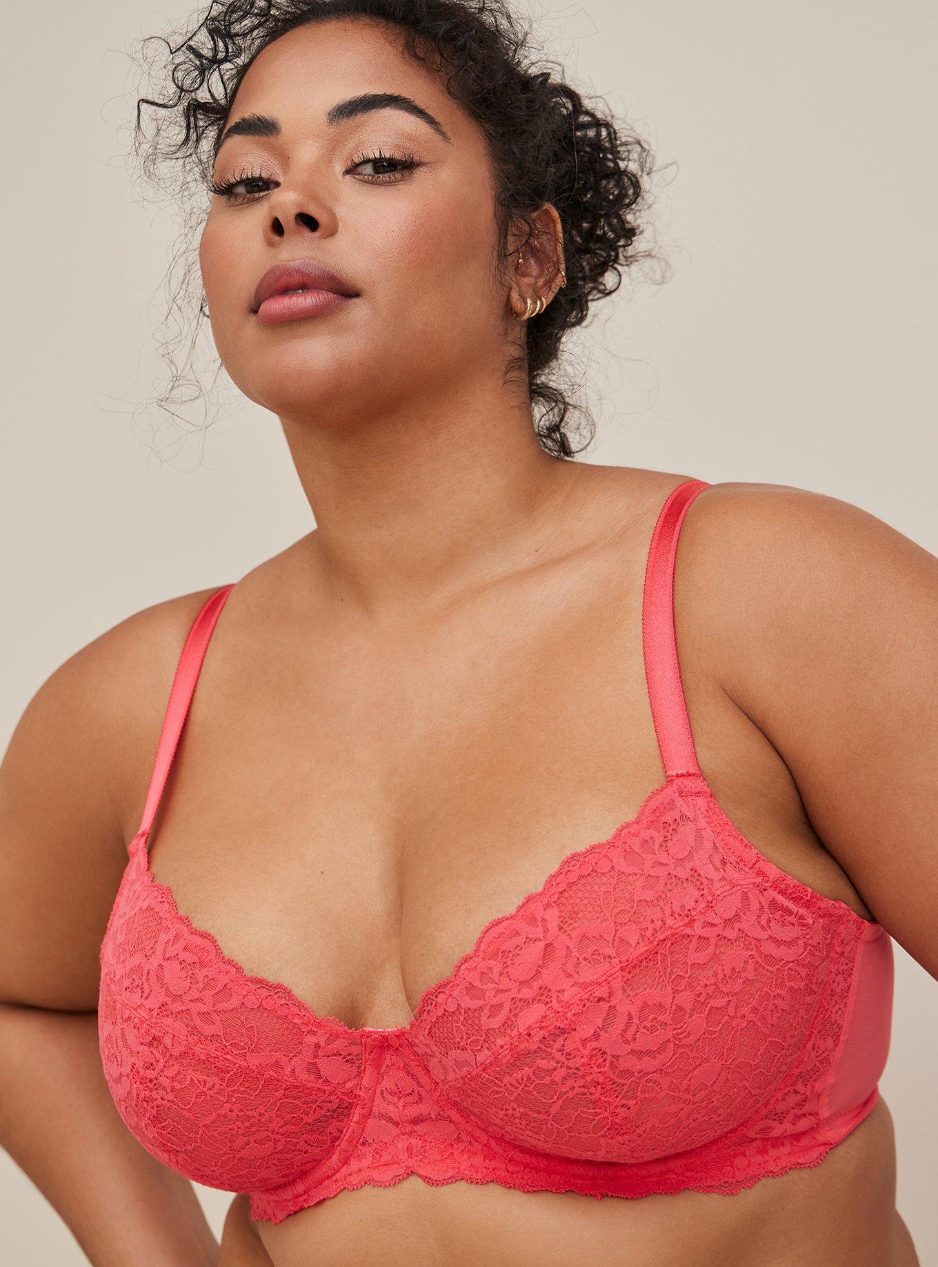 Torrid Wire Free Lightly Lined Lace Logo Longline Back Smoothing Plus Bra  40H