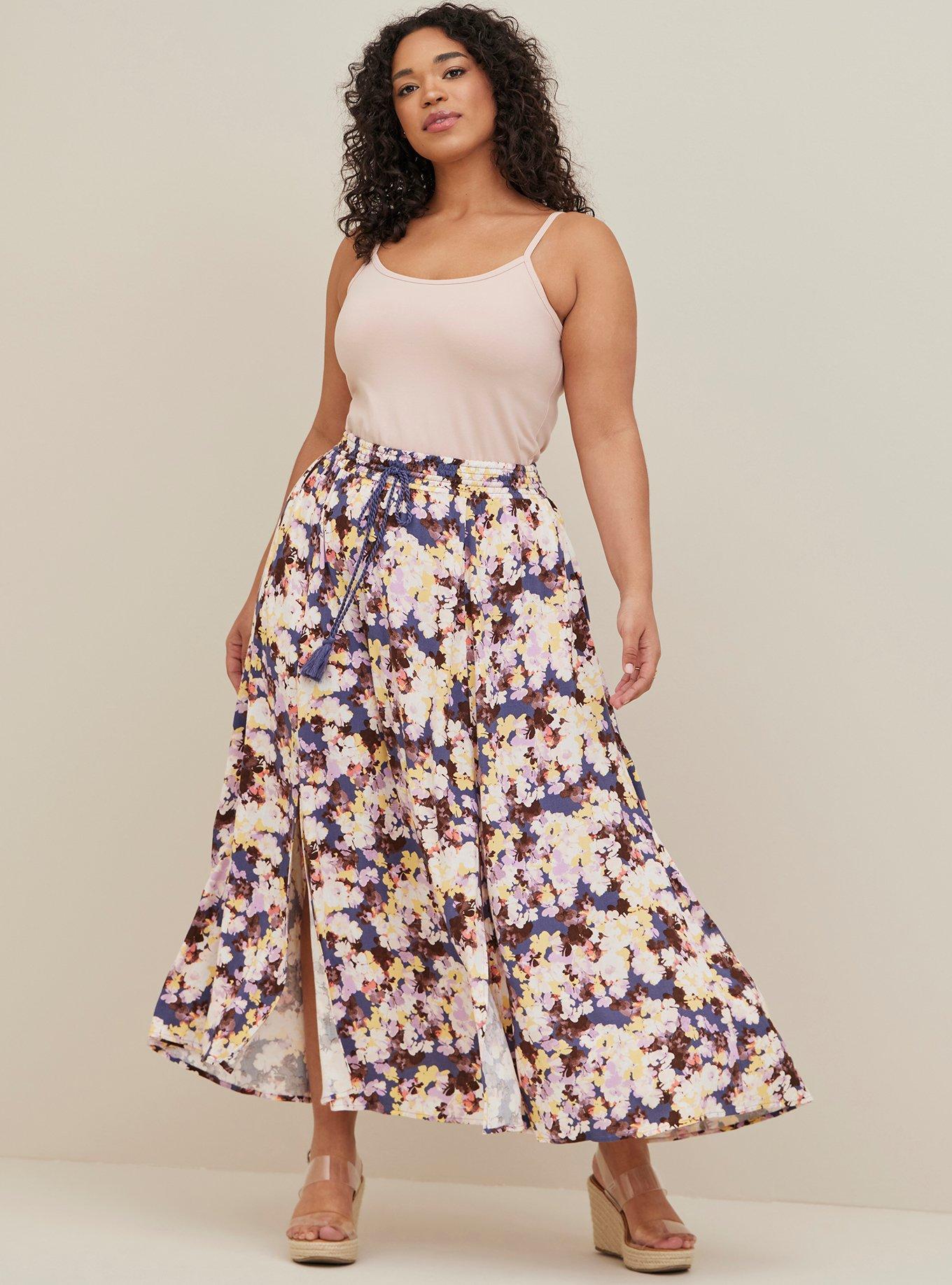 [OPEN YY] FLORAL SKIRT Lサイズ Plus Size - Slit Maxi Skirt - Floral Multi - Torrid