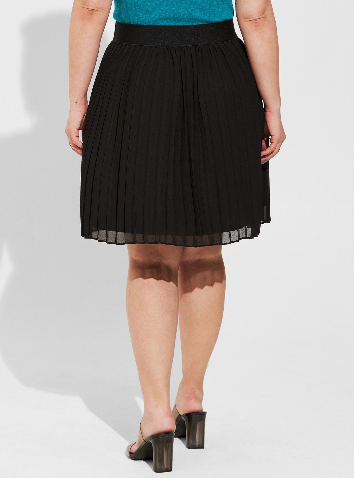 Black chiffon pleated outlet mini skirt