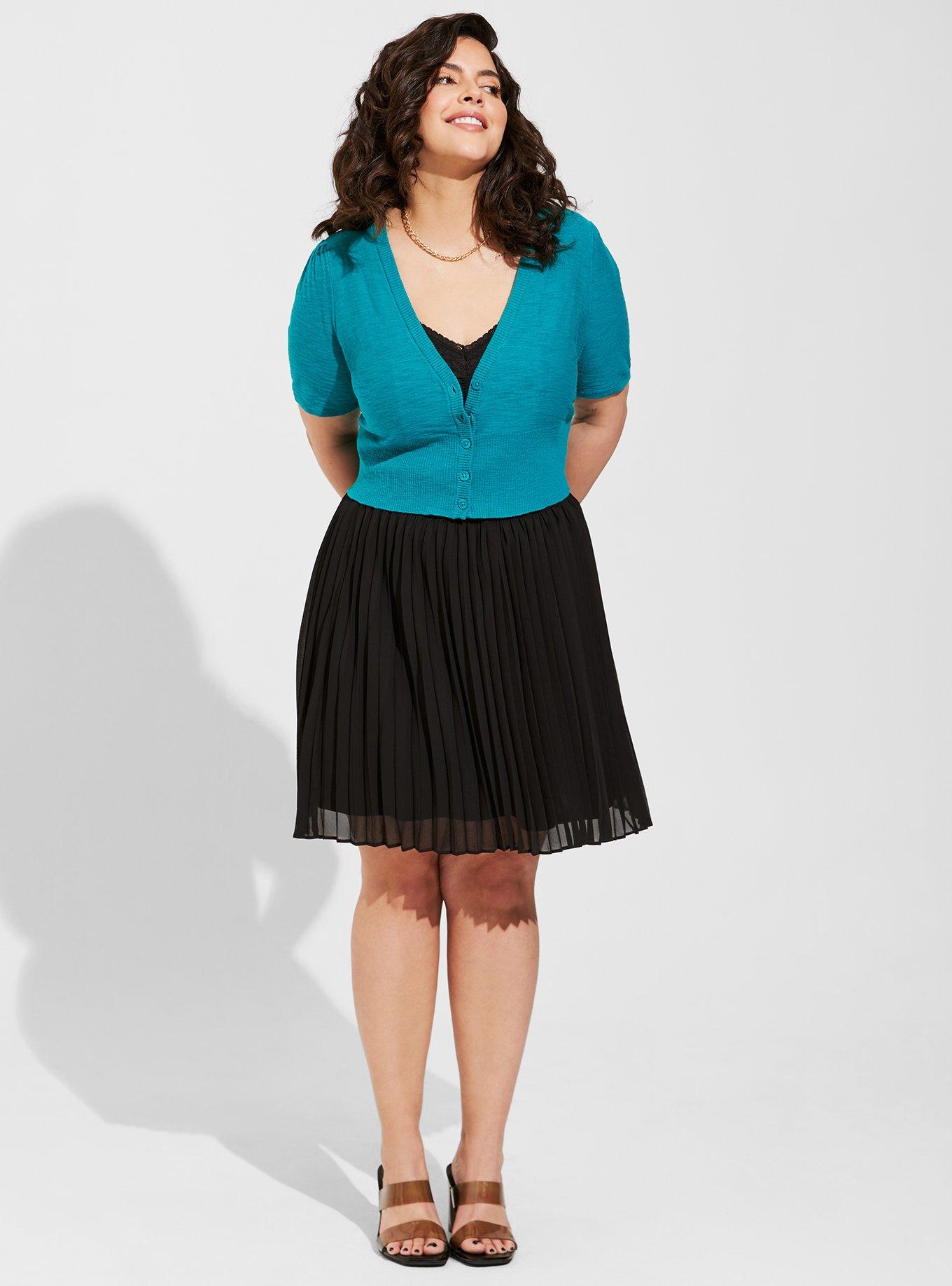 Black Pleated Skirt Plus Size