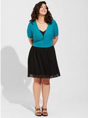 Chiffon Pleated Mini Skirt, DEEP BLACK, hi-res