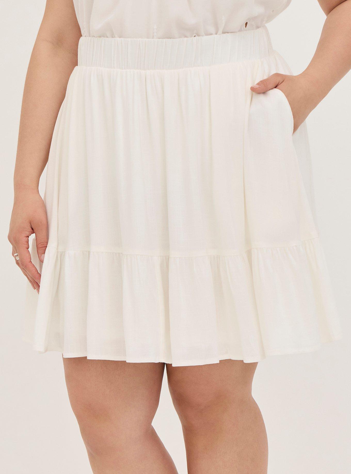 Plus Size Mini Lenny Tiered Circle Skirt, WHITE, alternate