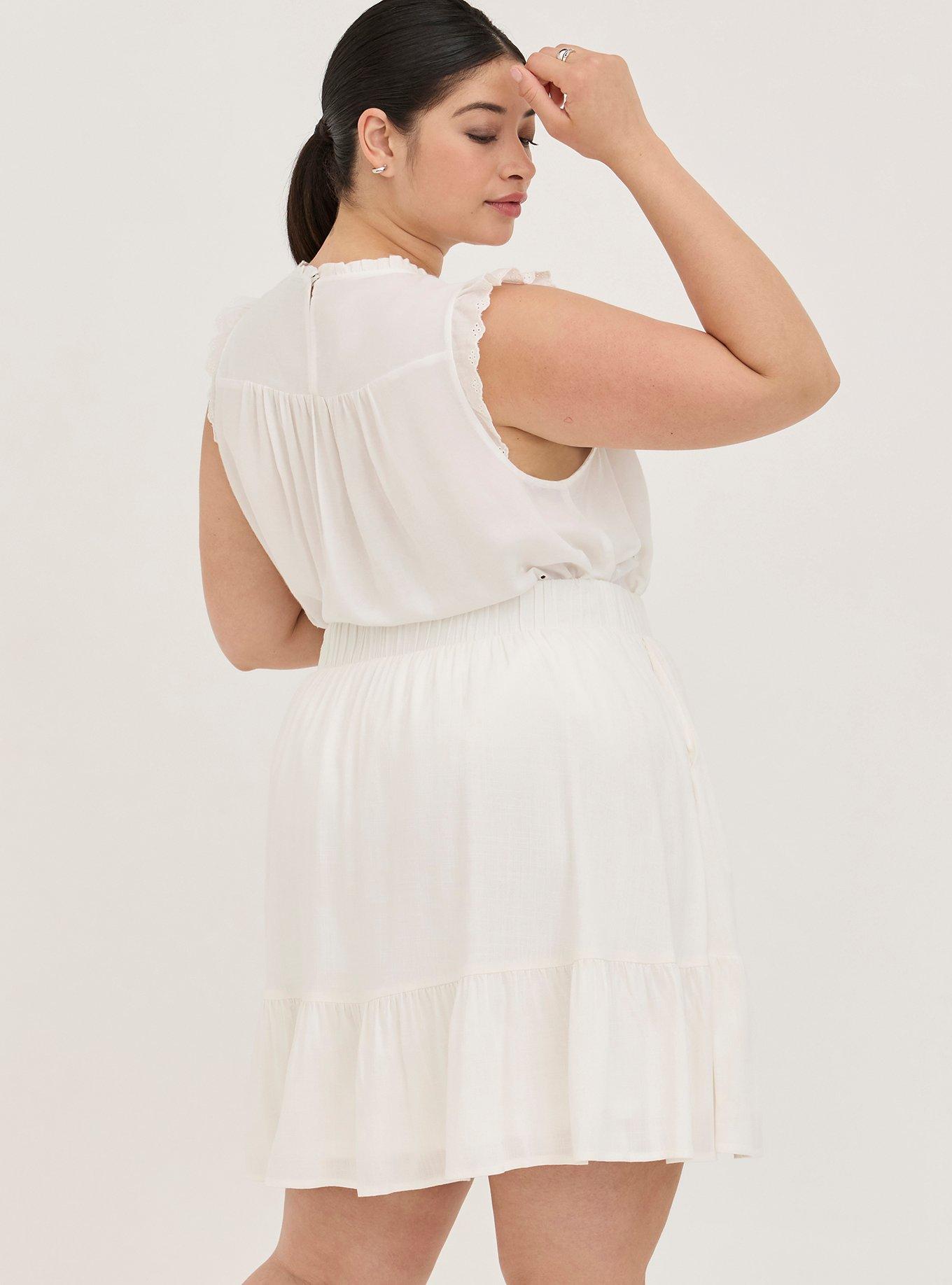 Plus Size Mini Lenny Tiered Circle Skirt, WHITE, alternate