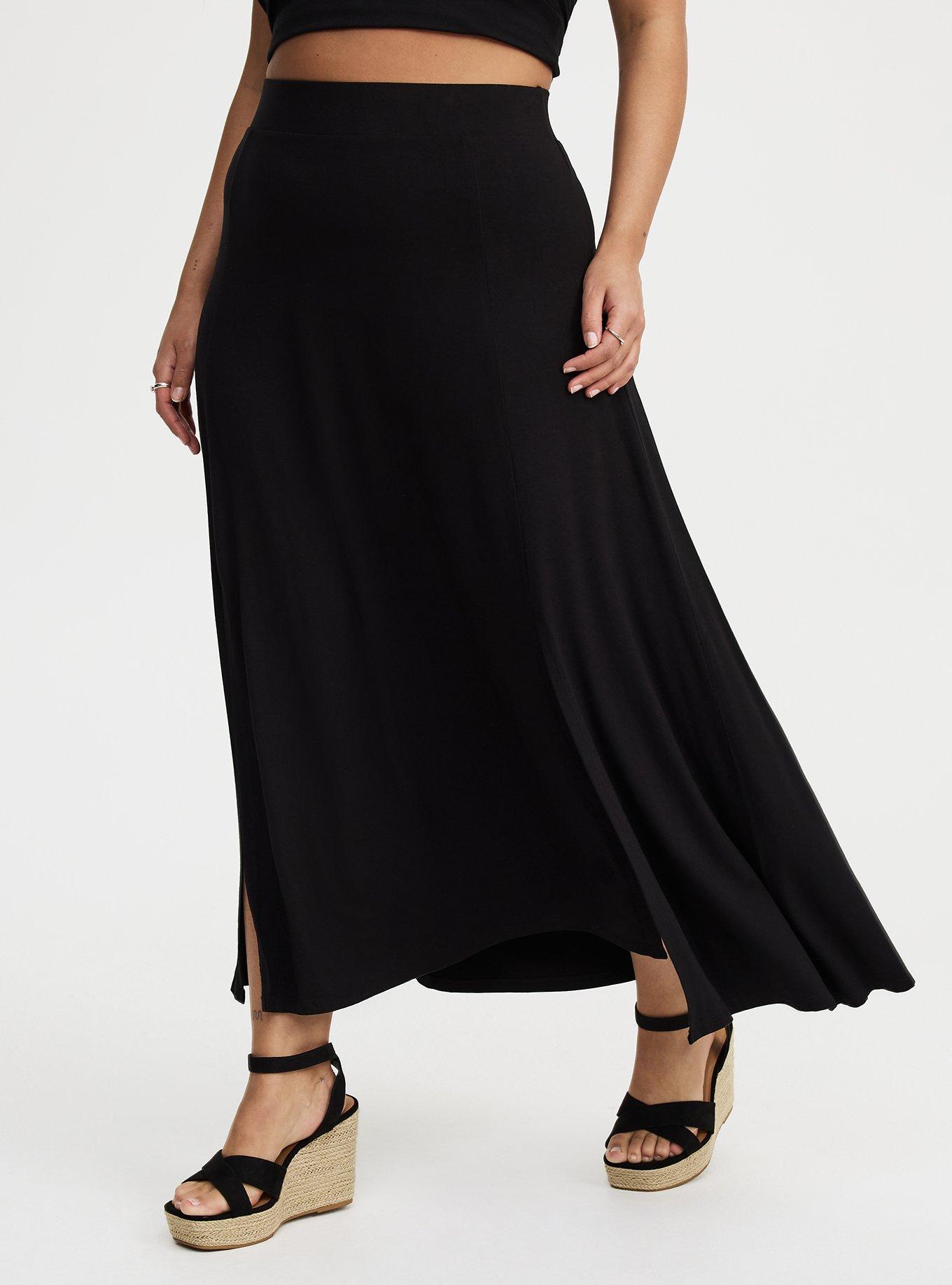 Black maxi skirt with side clearance slits