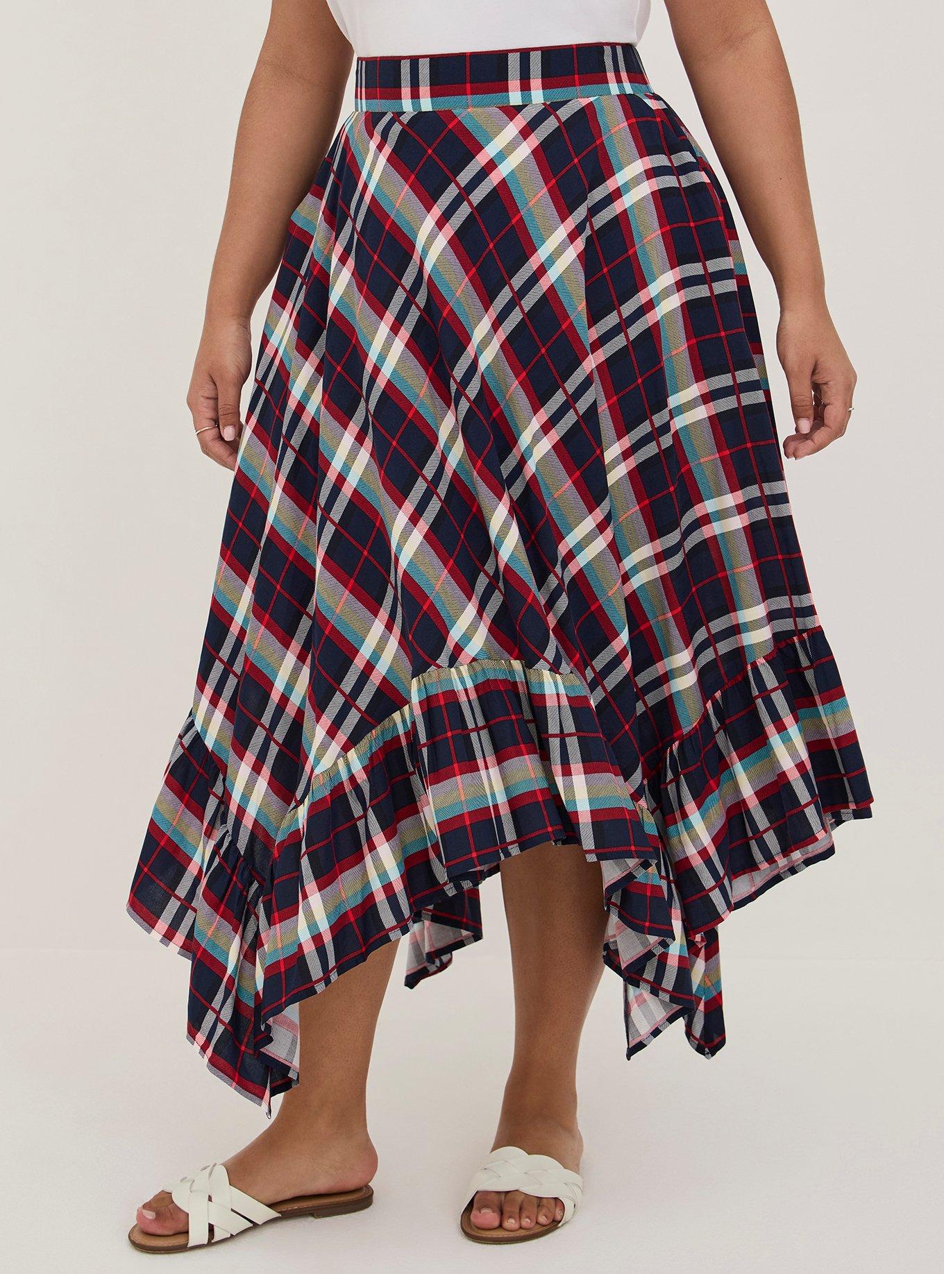 Hanky Hem Maxi Skirt - Challis Plaid Black, PLAID MULTI, alternate