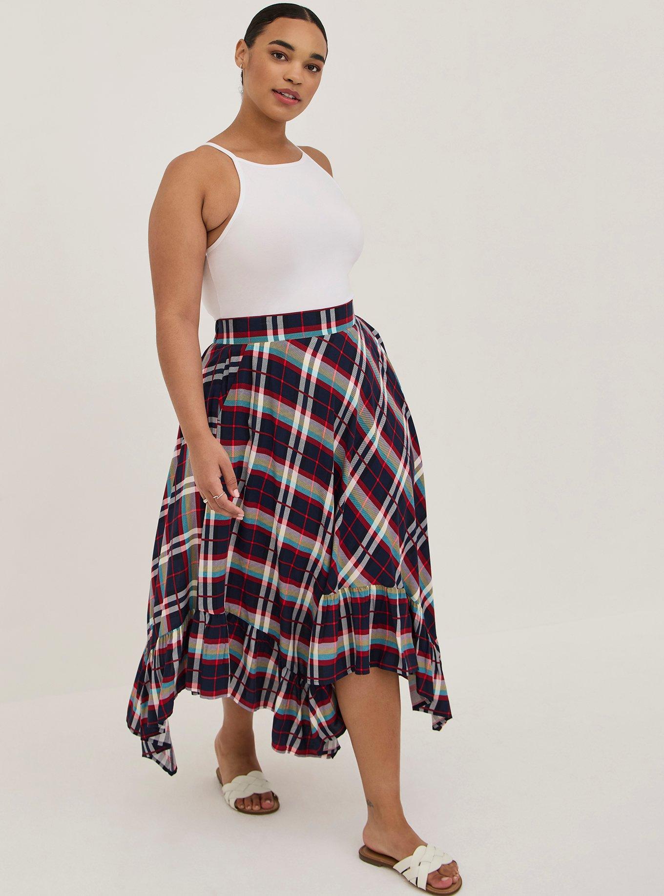 Hanky Hem Maxi Skirt - Challis Plaid Black, PLAID MULTI, alternate
