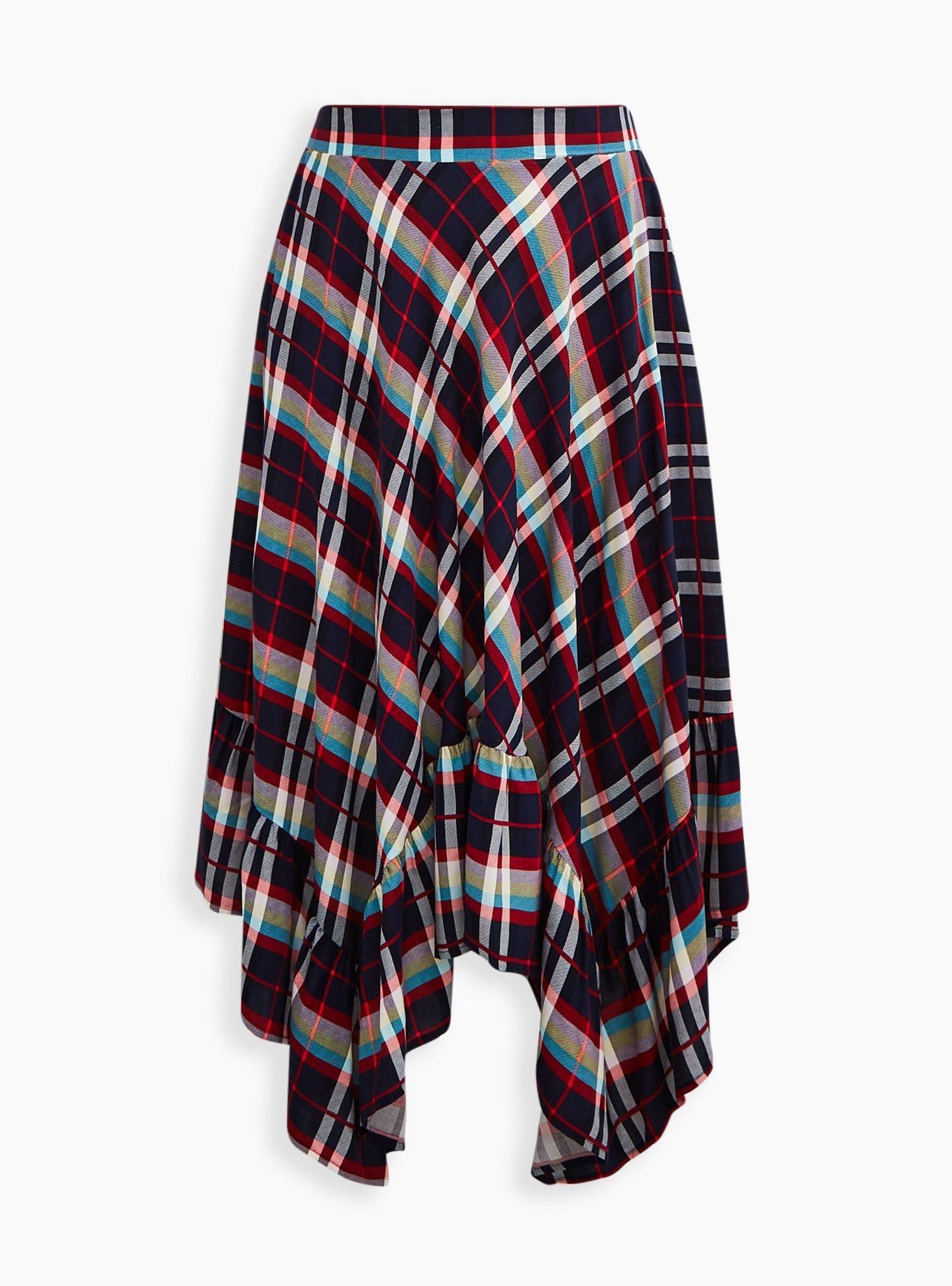 Hanky Hem Maxi Skirt - Challis Plaid Black, PLAID MULTI, hi-res
