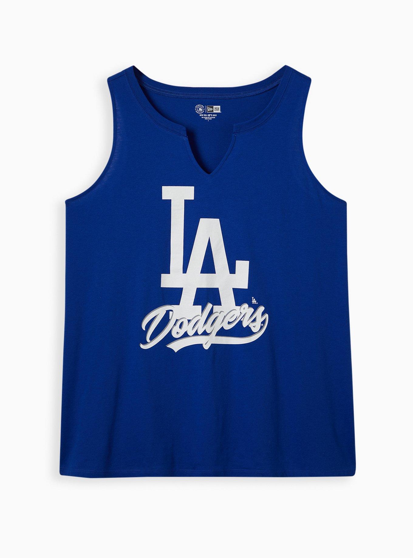 Plus Size Split Neck Tank - MLB LA Dodgers Blue, BLUE, hi-res