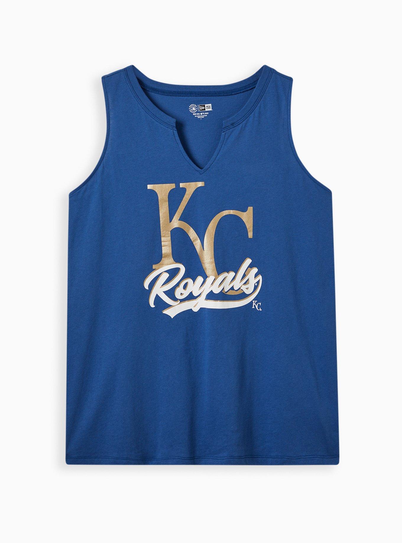Plus Size - Split Neck Tank - Cotton MLB Kansas City Royals Blue