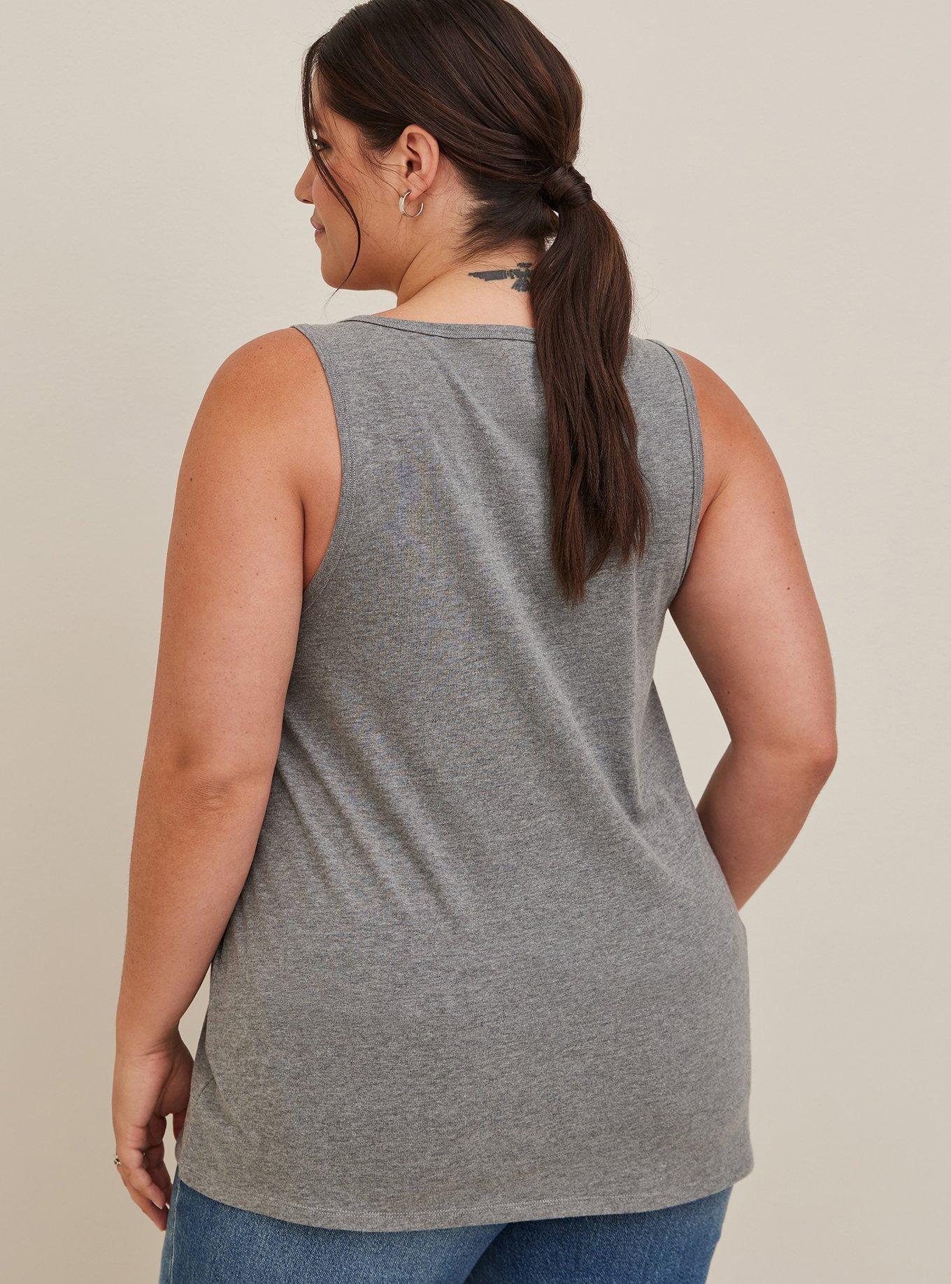 Plus Size Lace-Up Tank - Cotton Budweiser Grey, MEDIUM HEATHER GREY, alternate