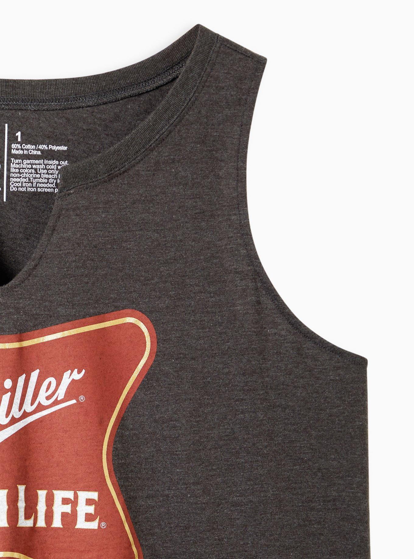 Plus Size Split Neck Tank - Cotton Miller High Life Grey, , alternate