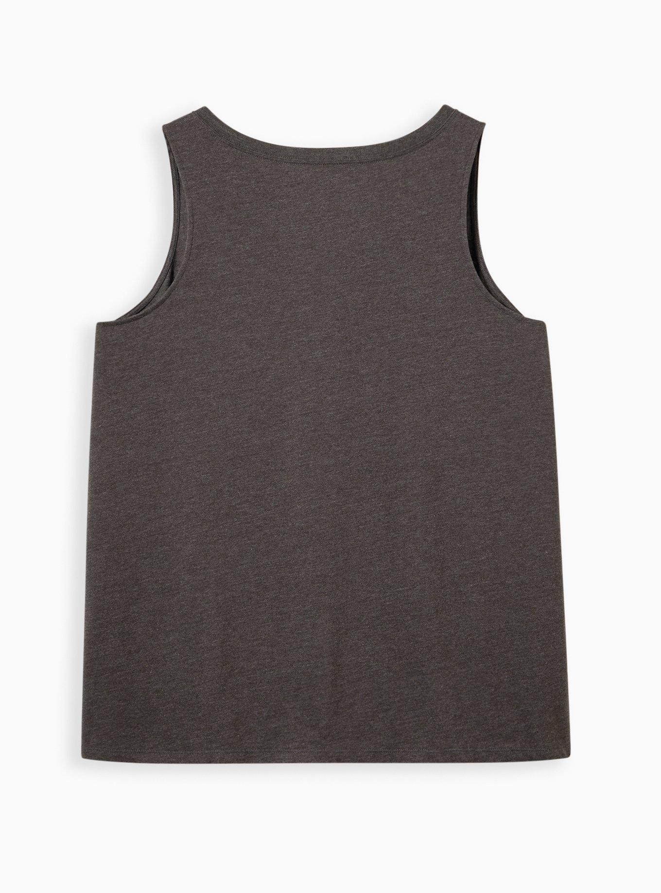 Plus Size Split Neck Tank - Cotton Miller High Life Grey, , alternate