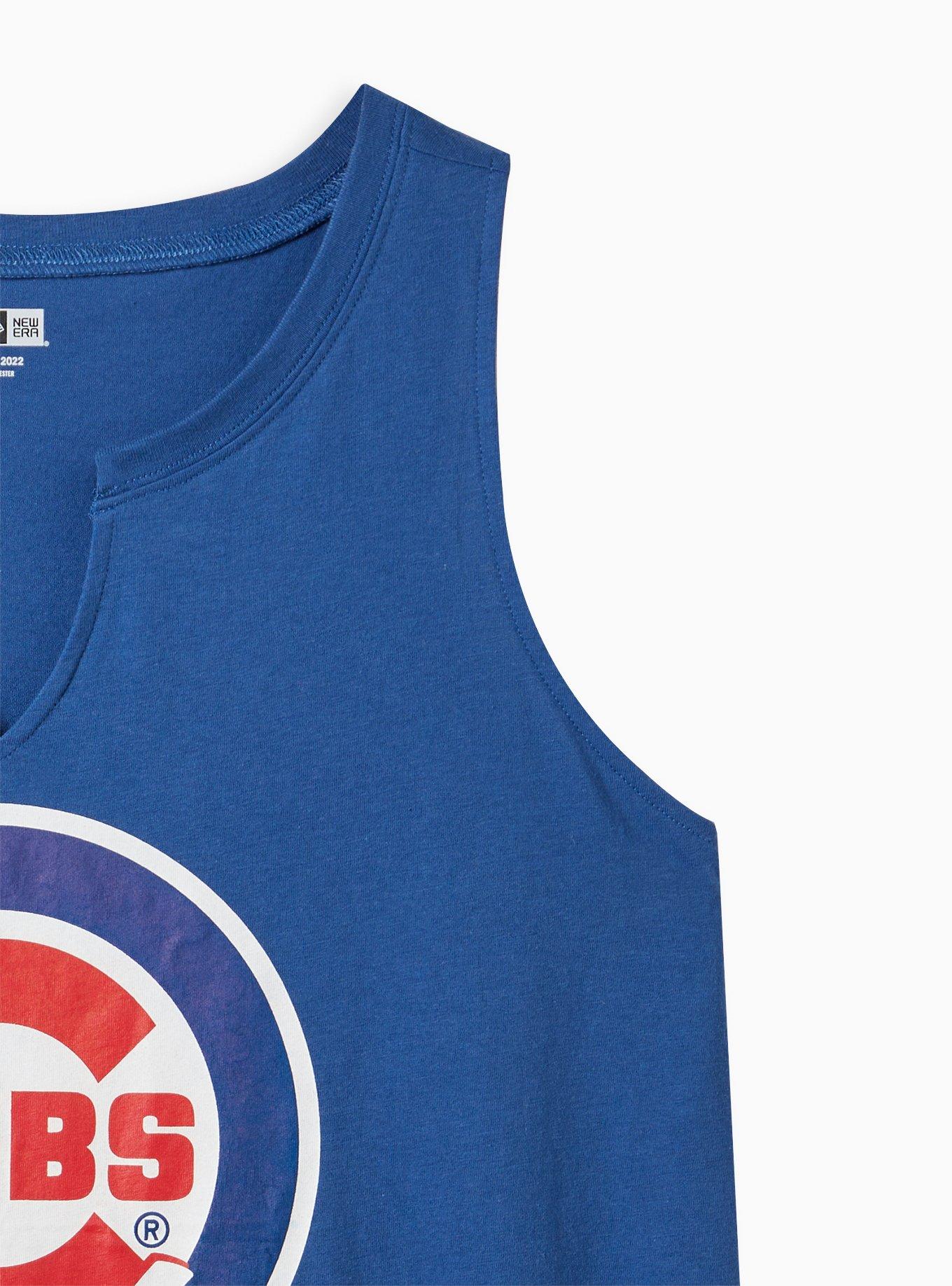 Plus Size Split Neck Tank - Cotton MLB Chicago Cubs Blue , BLUE, alternate