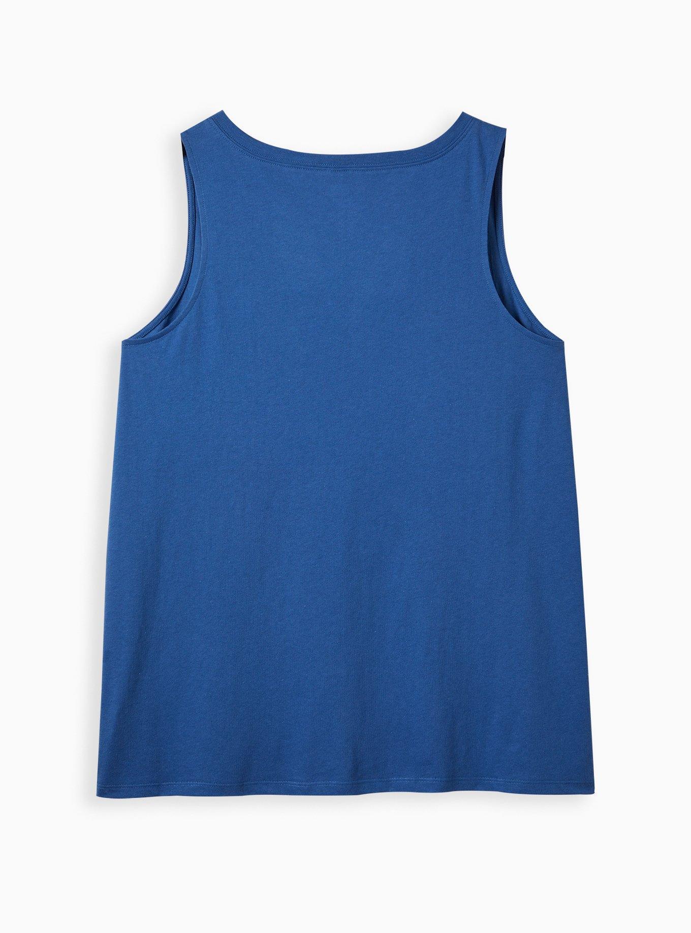 Plus Size Split Neck Tank - Cotton MLB Chicago Cubs Blue , BLUE, alternate